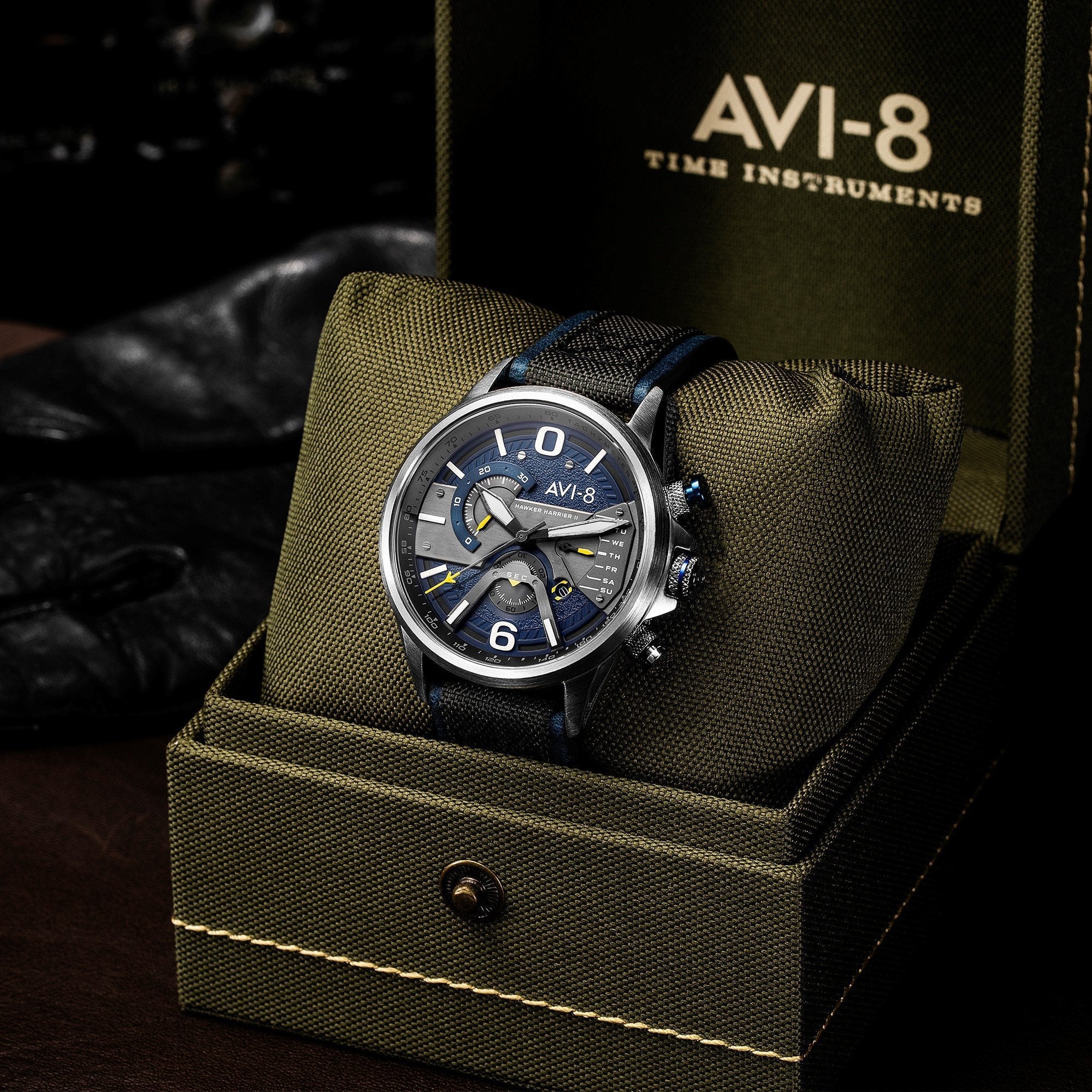 AVI-8 Admiral Blue Steel Hawker Harrier Chronograph Watch - Image 4