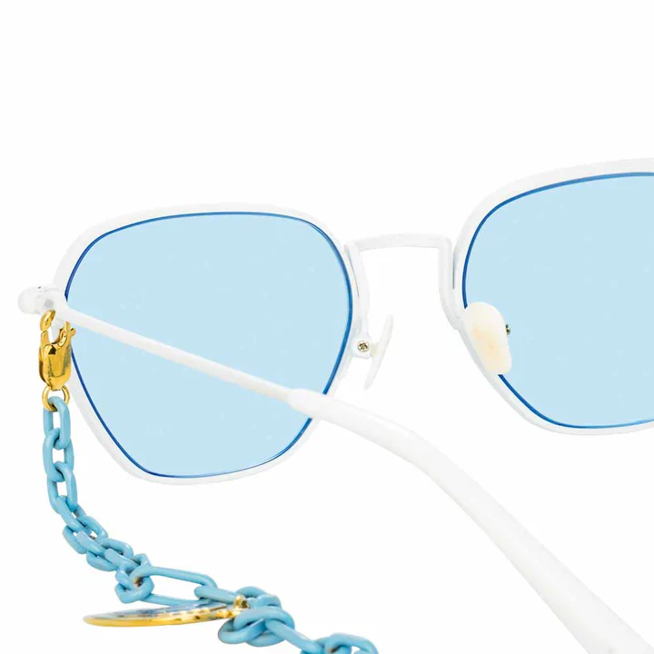 Alessandra Rich x Linda Farrow White Blue Women's Sunglasses - Image 4