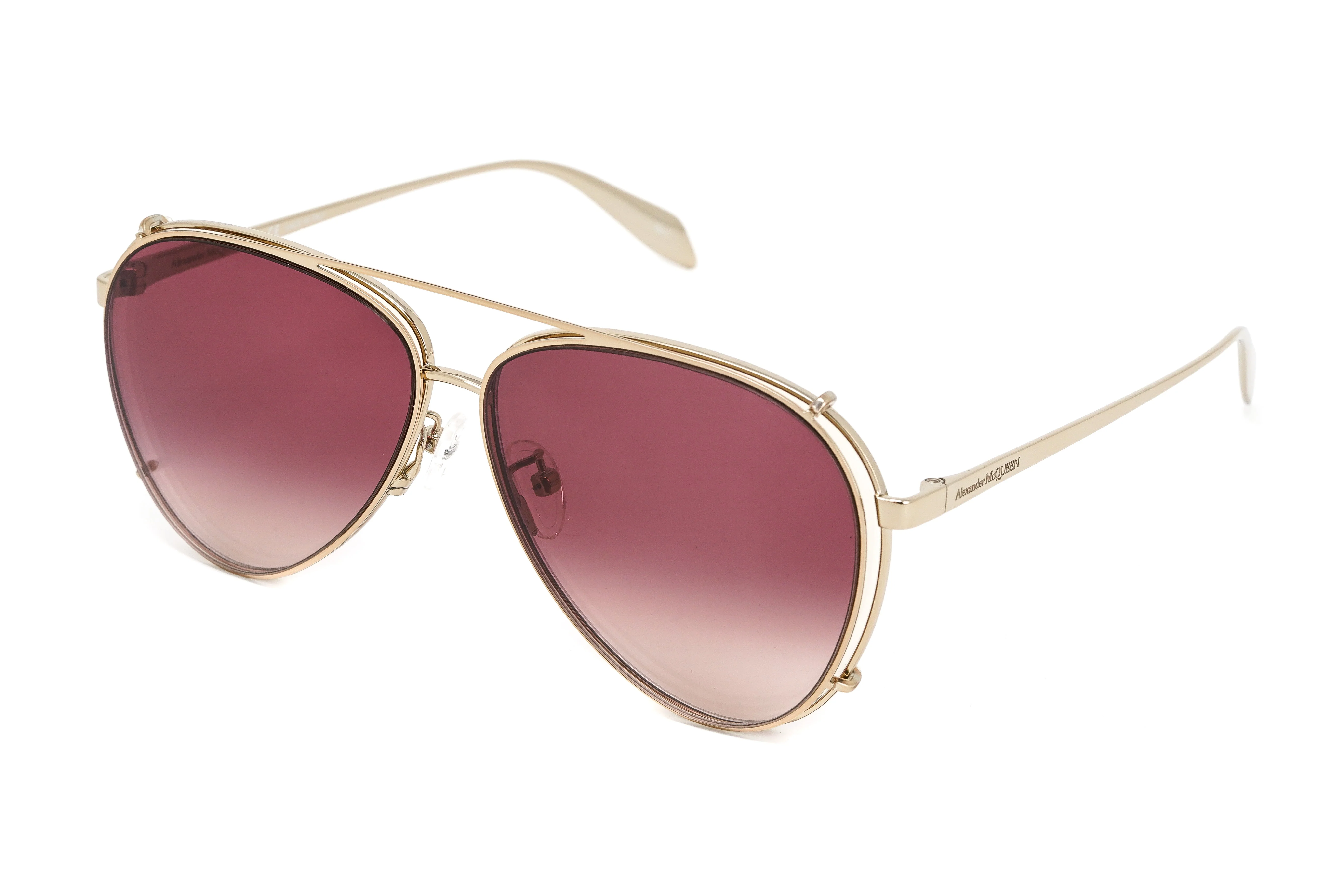 Alexander McQueen Unisex Sunglasses Pilot Rose Gold - Image 3