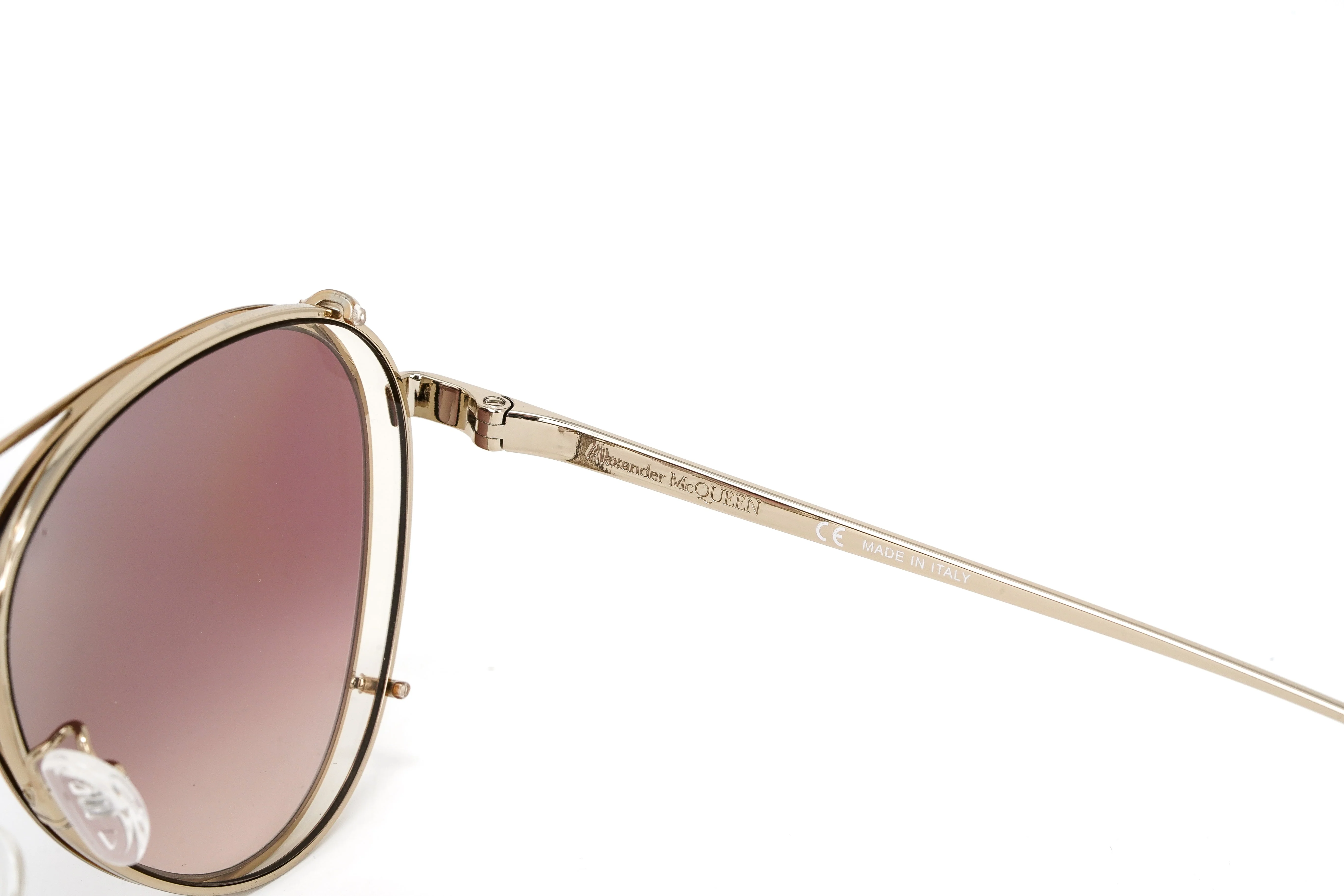 Alexander McQueen Unisex Sunglasses Pilot Rose Gold - Image 4