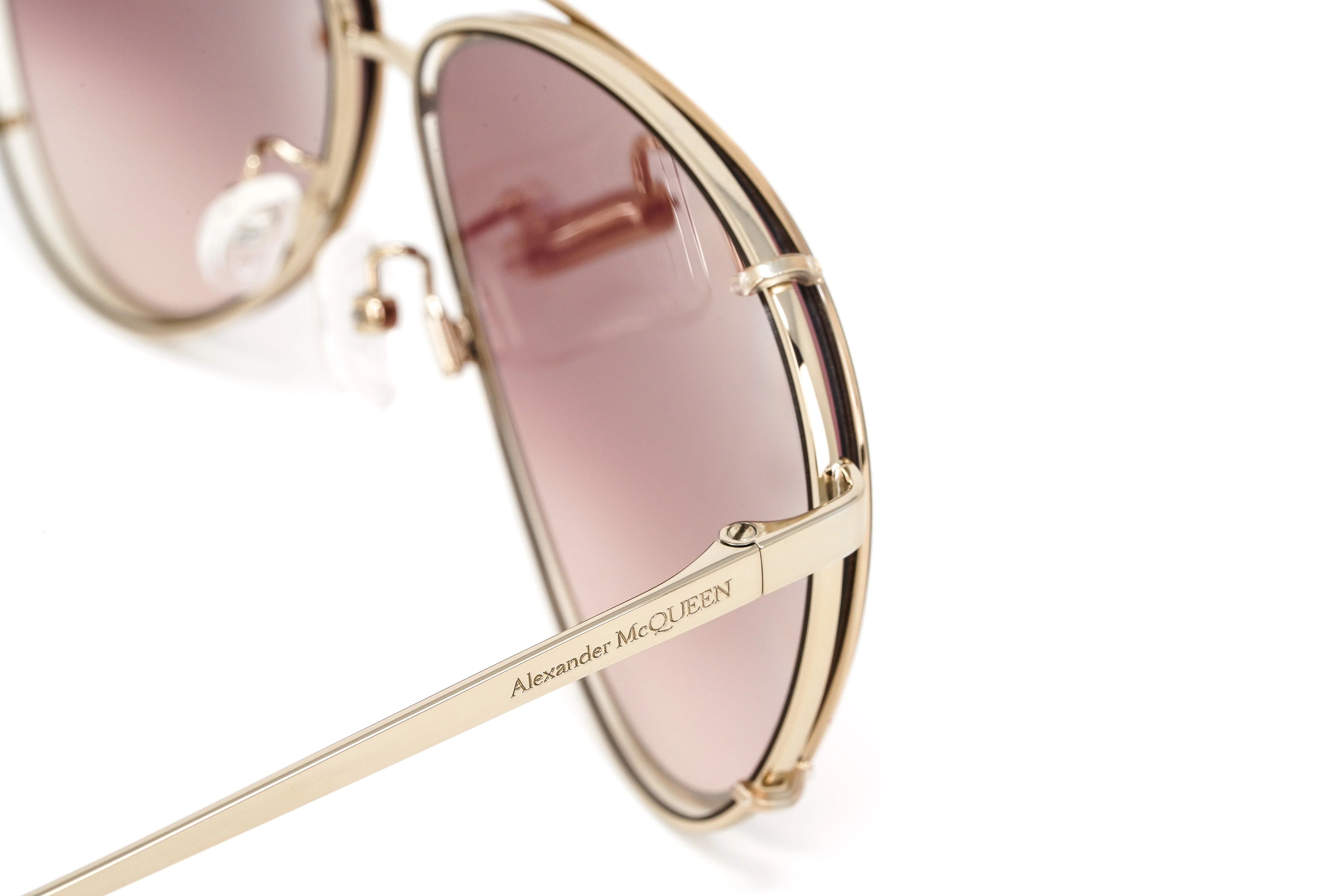 Alexander McQueen Unisex Sunglasses Pilot Rose Gold - Image 7