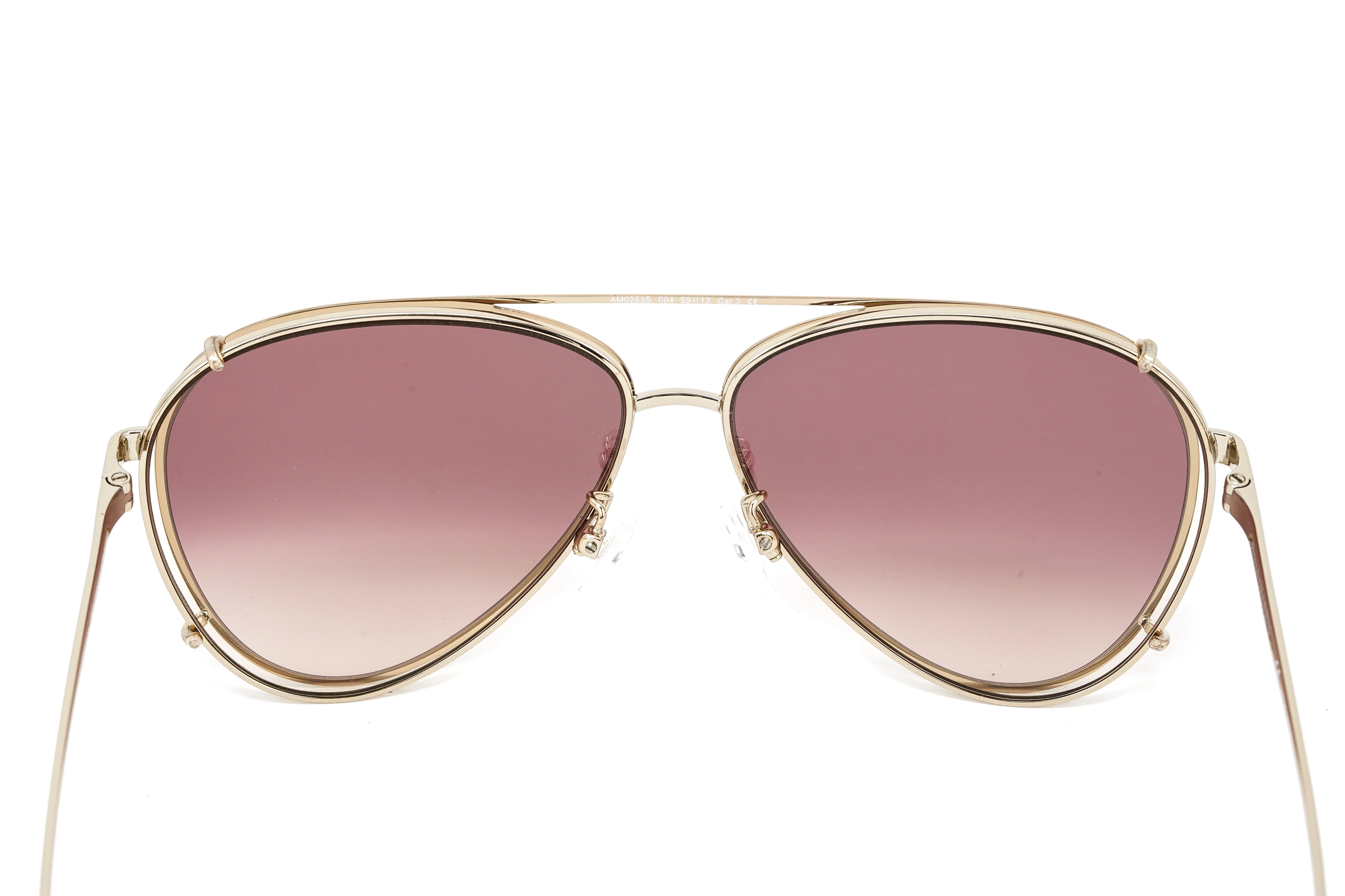 Alexander McQueen Unisex Sunglasses Pilot Rose Gold - Image 8