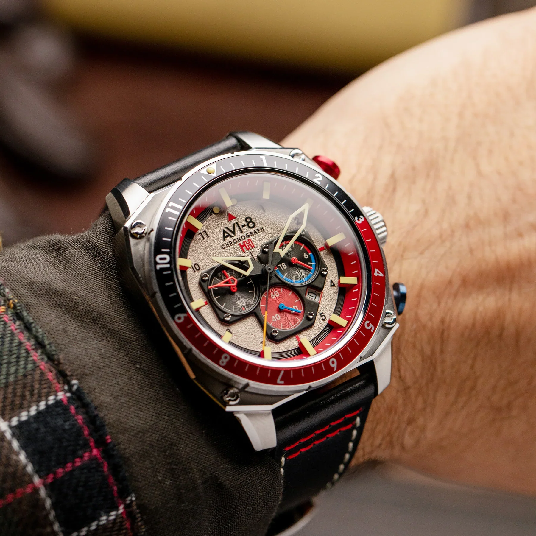 AVI-8 Hawker Hunter Atlas Men's Black Red Chronograph Watch - Image 5