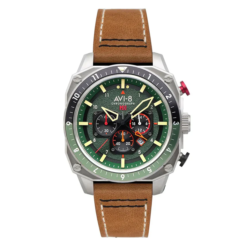 AVI-8 Hawker Hunter Atlas Green Brown Men's Chronograph Watch