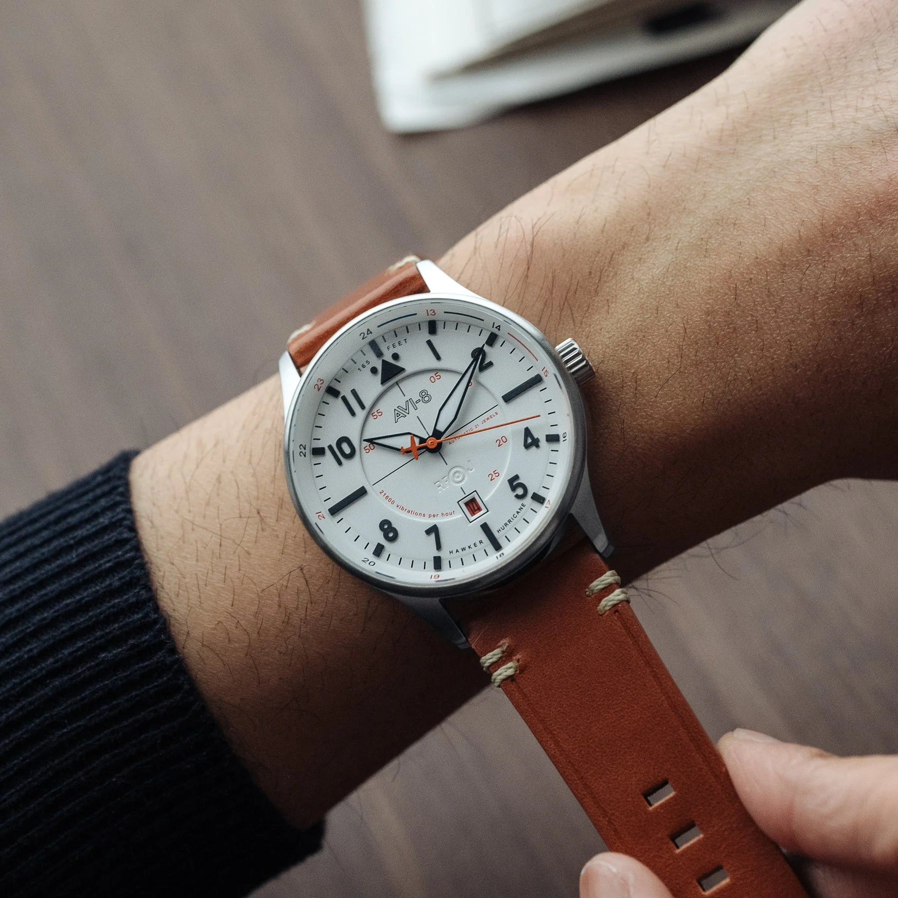 AVI-8 Kent Automatic Men's White Brown Watch - Image 2