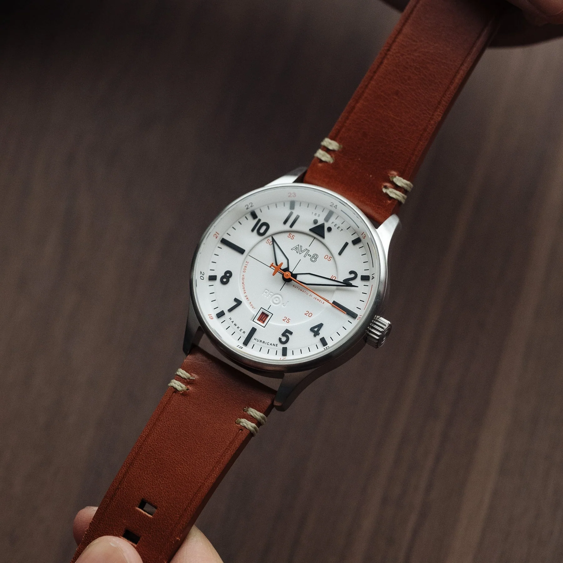 AVI-8 Kent Automatic Men's White Brown Watch - Image 4