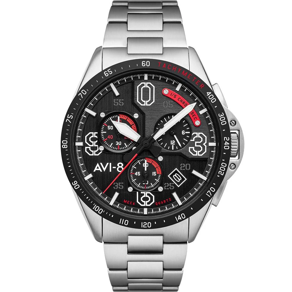 AVI-8 Men's Black P-51 Mustang Chronograph Watch