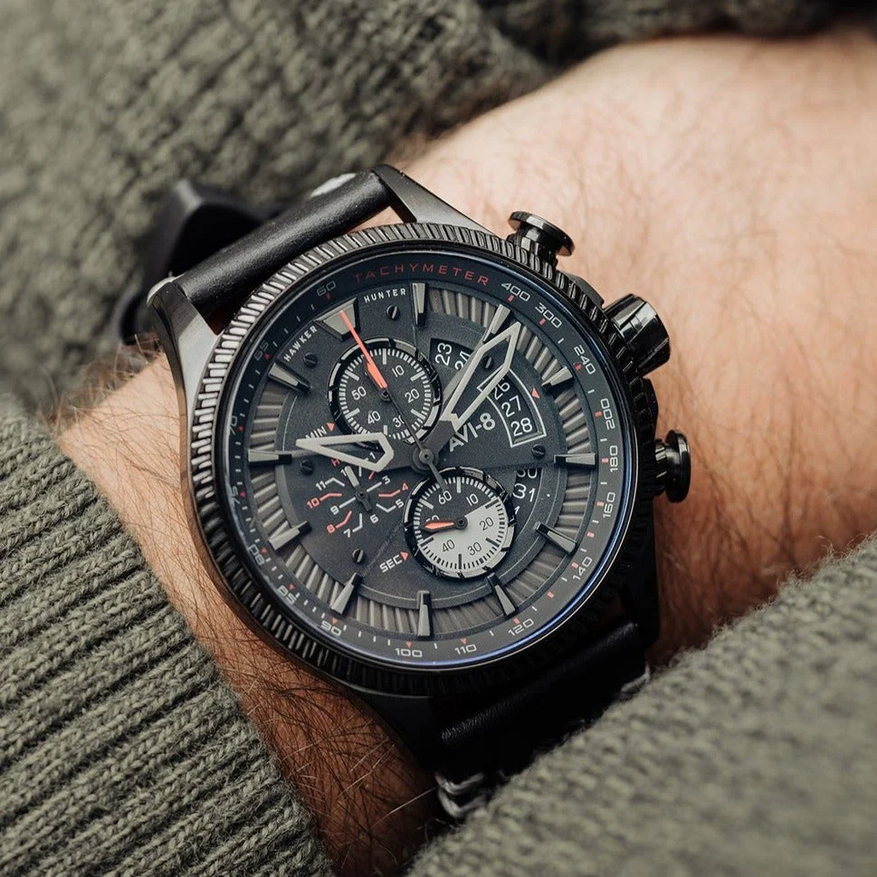 AVI-8 Men's Stealth Black Hawker Hunter Avon Watch - Image 2