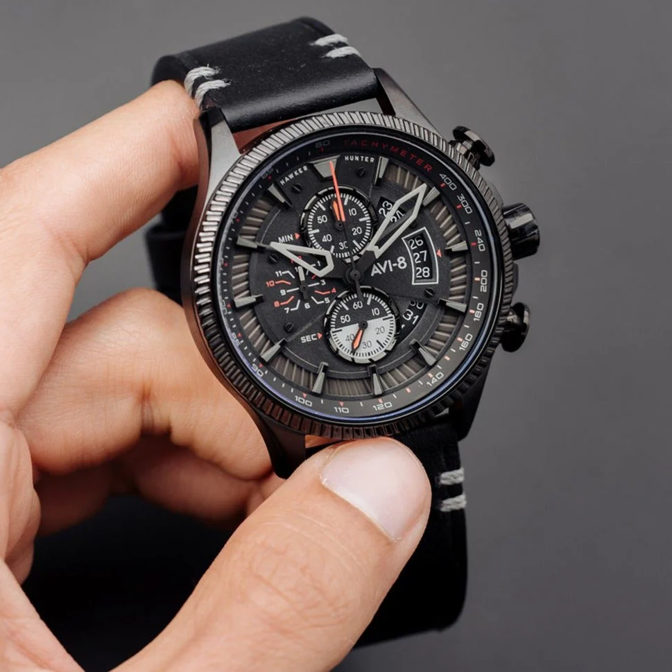 AVI-8 Men's Stealth Black Hawker Hunter Avon Watch - Image 3