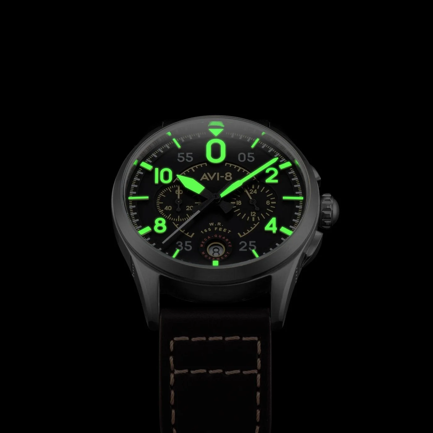AVI-8 Spitfire Lock Men's Black Brown Chronograph Watch - Image 2