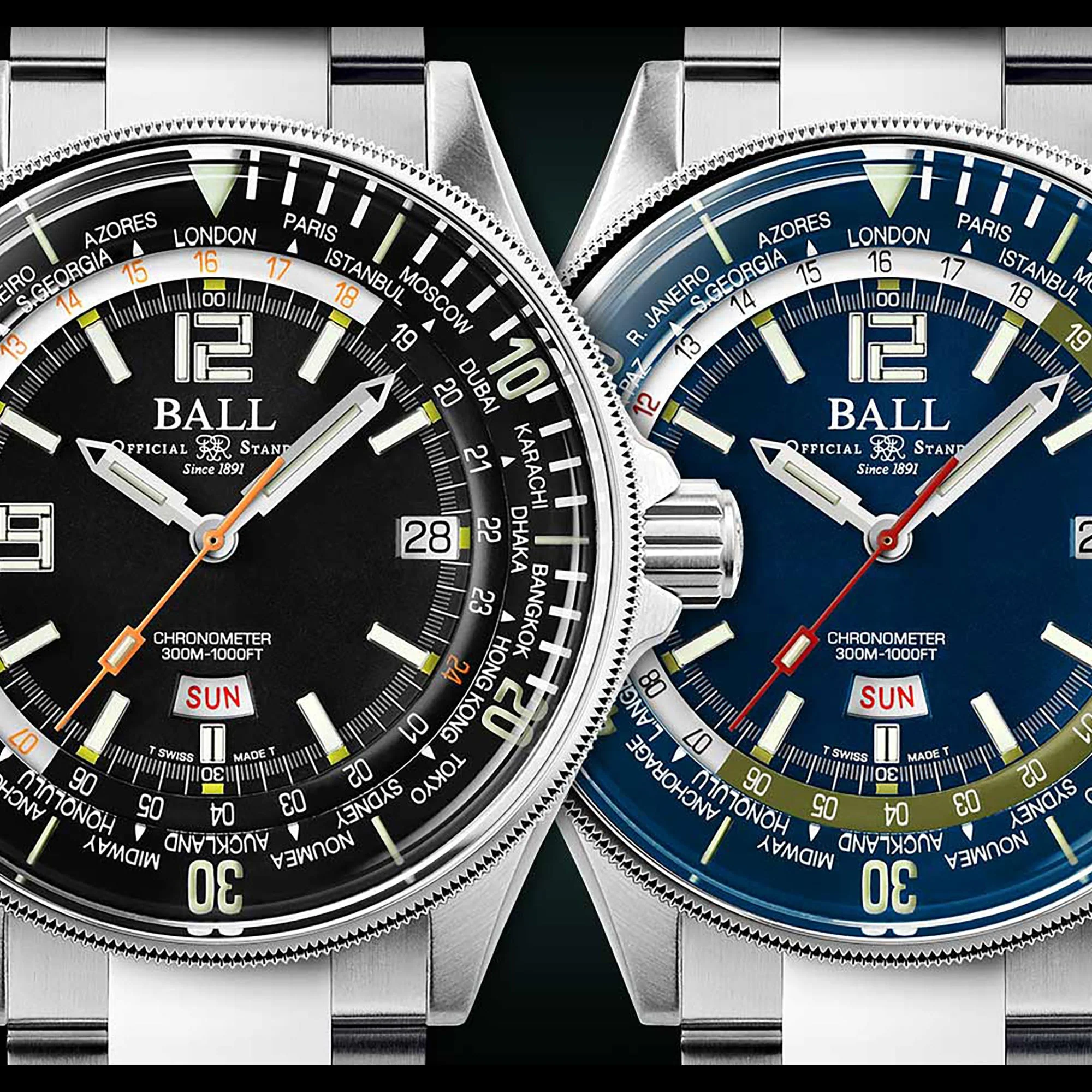 Ball Engineer Master II Diver Worldtime Men's Black Watch - Image 3