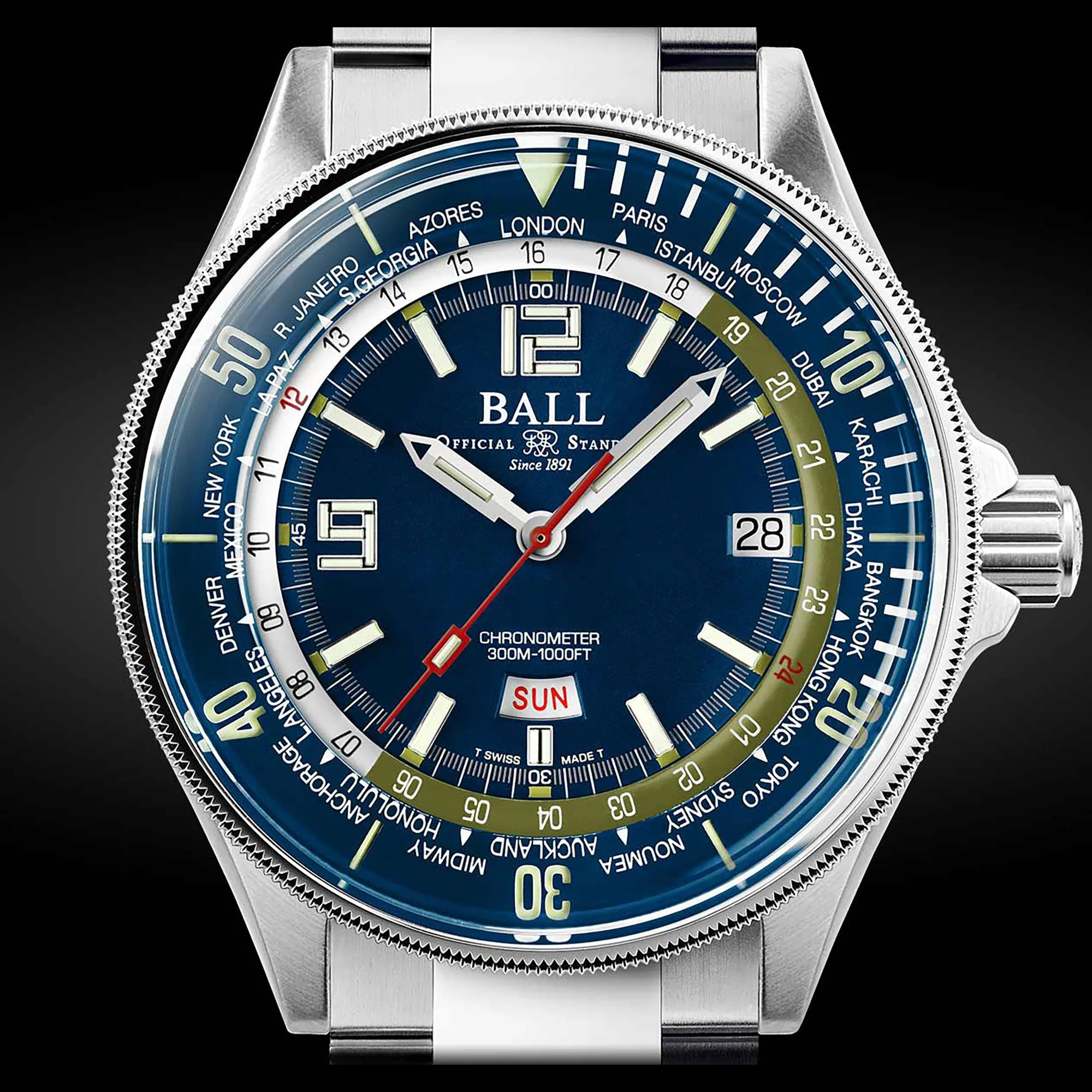 Ball Engineer Master II Diver Worldtime Men's Blue Watch - Image 3