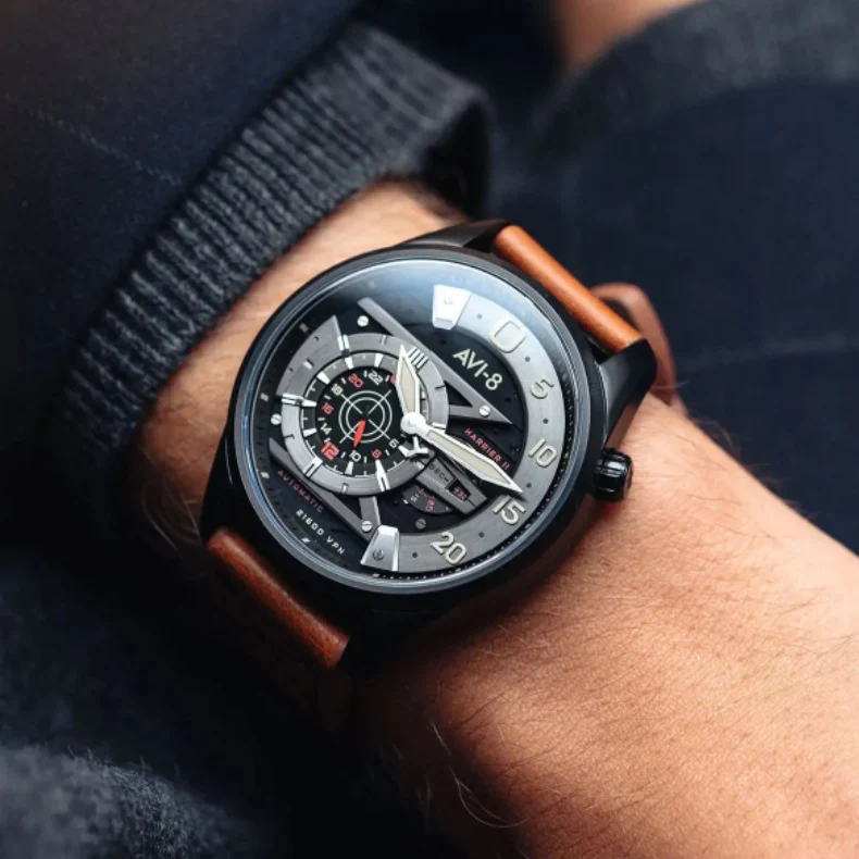 AVI-8 Black Insignia Yellow Hawker Harrier II Chronograph Watch - Image 6