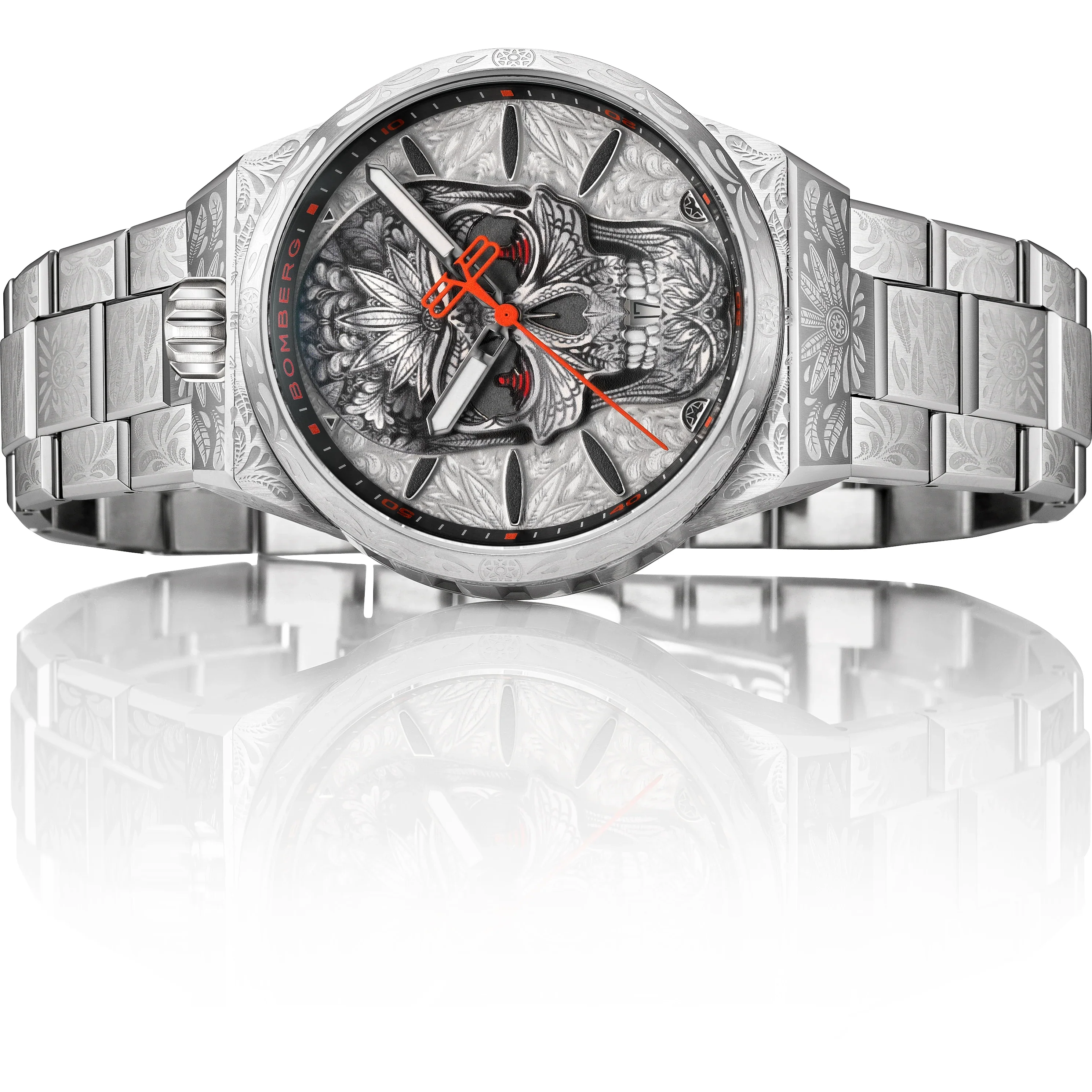 Bomberg Bolt-68 Neo Tattooed Cancun Skull Limited Edition Silver Watch - Image 4