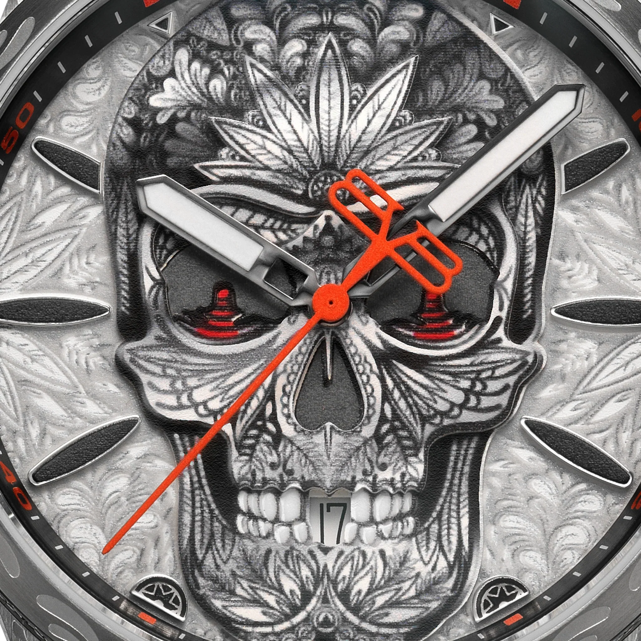 Bomberg Bolt-68 Neo Tattooed Cancun Skull Limited Edition Silver Watch - Image 5