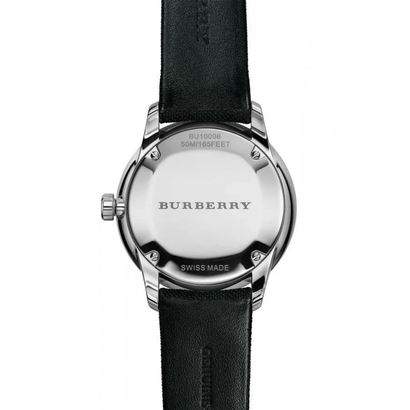 Burberry Men's Check Stamped Black White Watch - Image 2