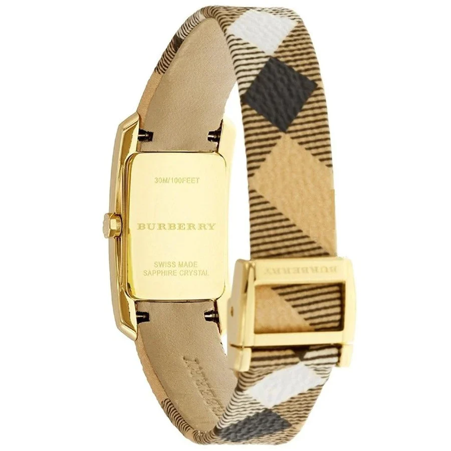 Burberry Ladies The Pioneer Check Yellow Gold Watch - Image 3