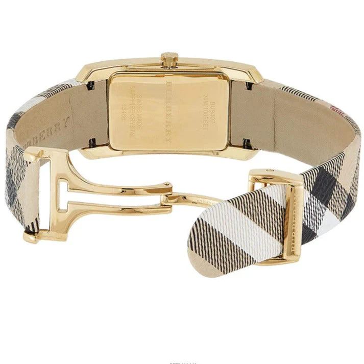 Burberry Ladies The Pioneer Check Yellow Gold Watch - Image 4