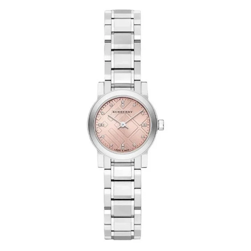 Burberry Ladies The City Check Diamonds Pink 26mm Watch