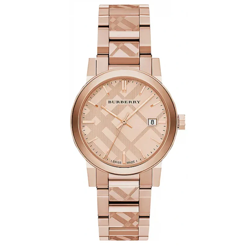 Burberry The City Engraved Check Rose Gold 38mm Watch