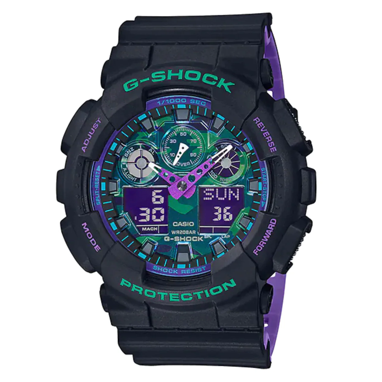 Casio G-Shock Watch Men's 90's Retro Green/Purple