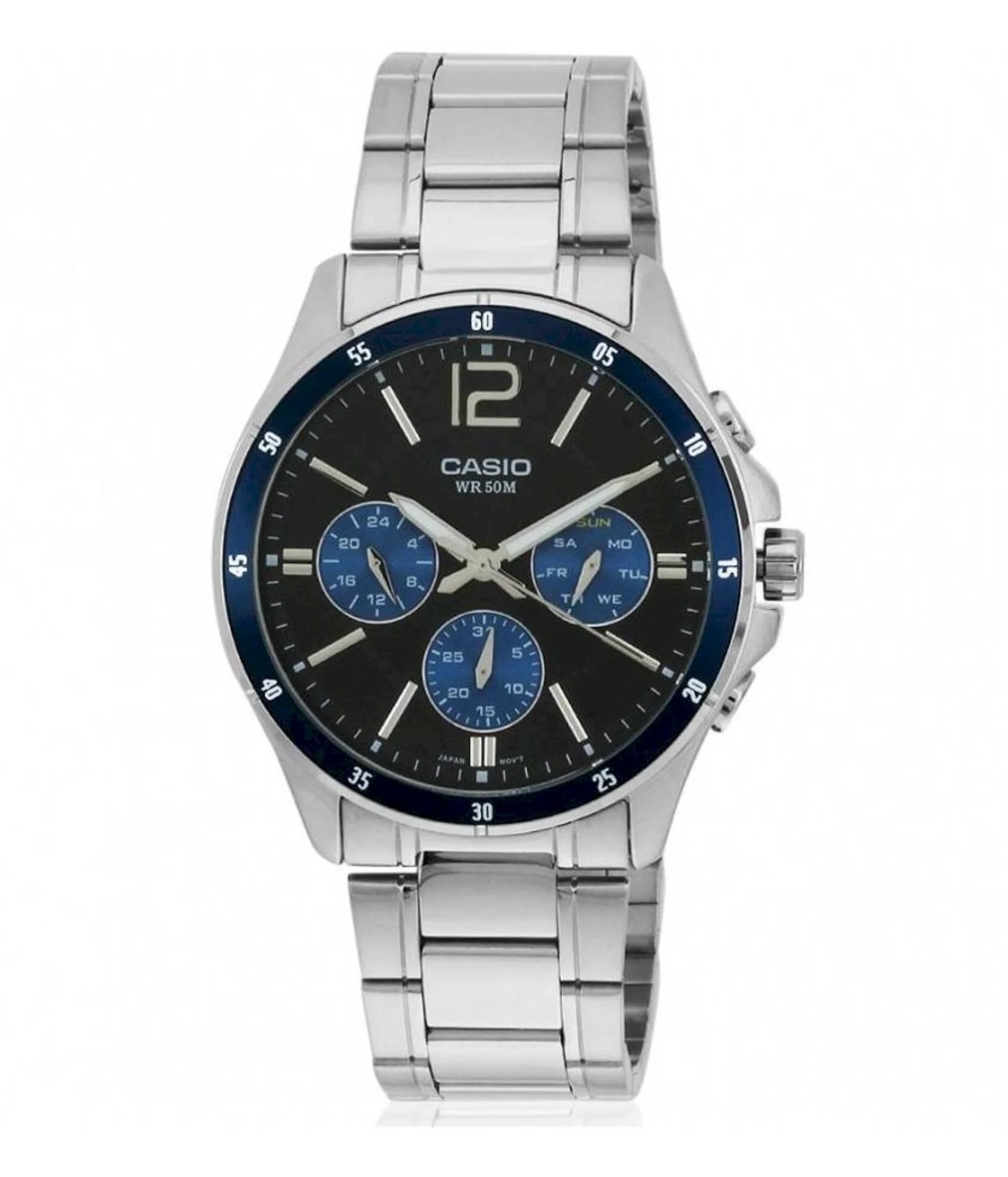 Casio Men's Watch Chronograph Stainless Steel Blue