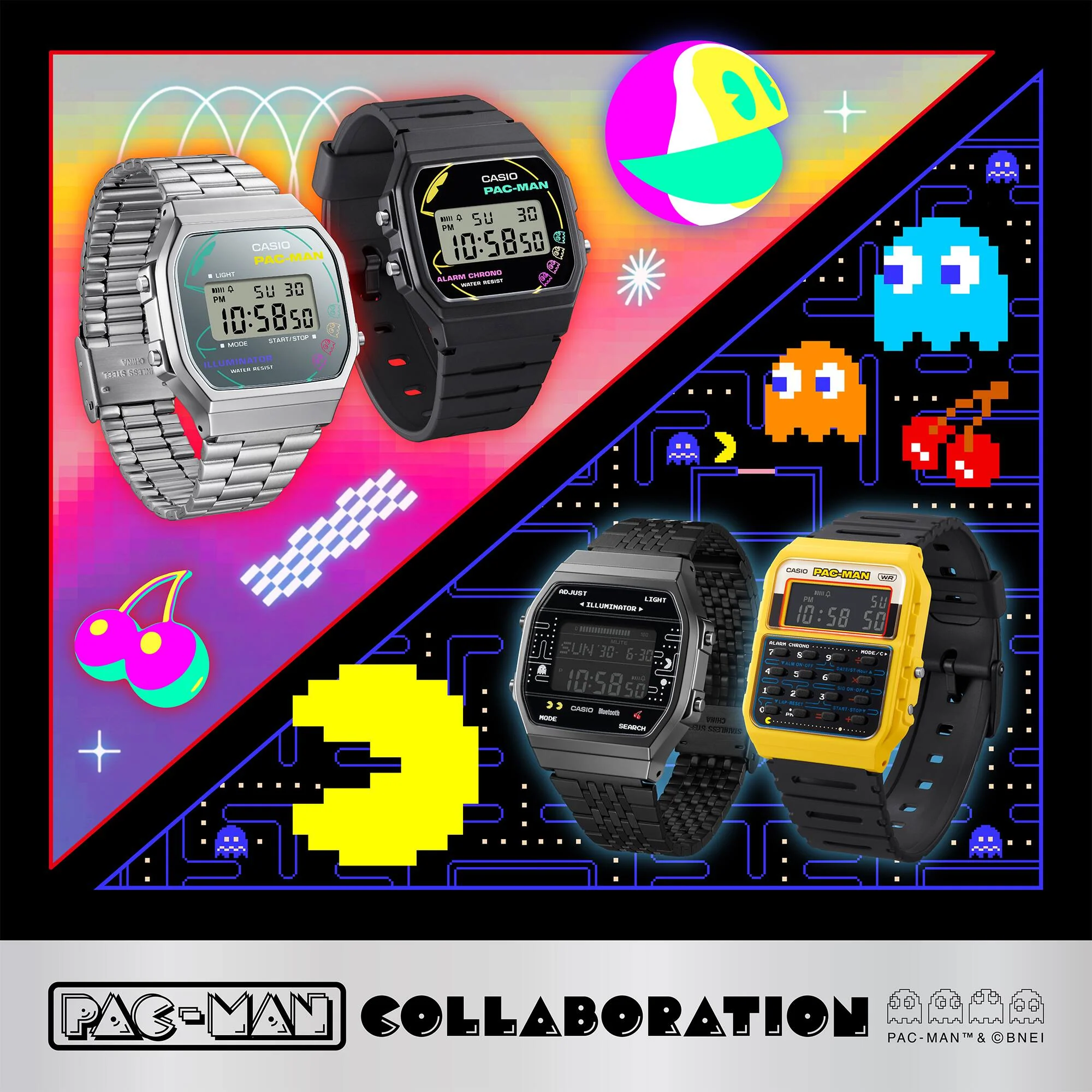 Casio PAC-MAN Vintage Unisex Silver Digital Watch - Image 8