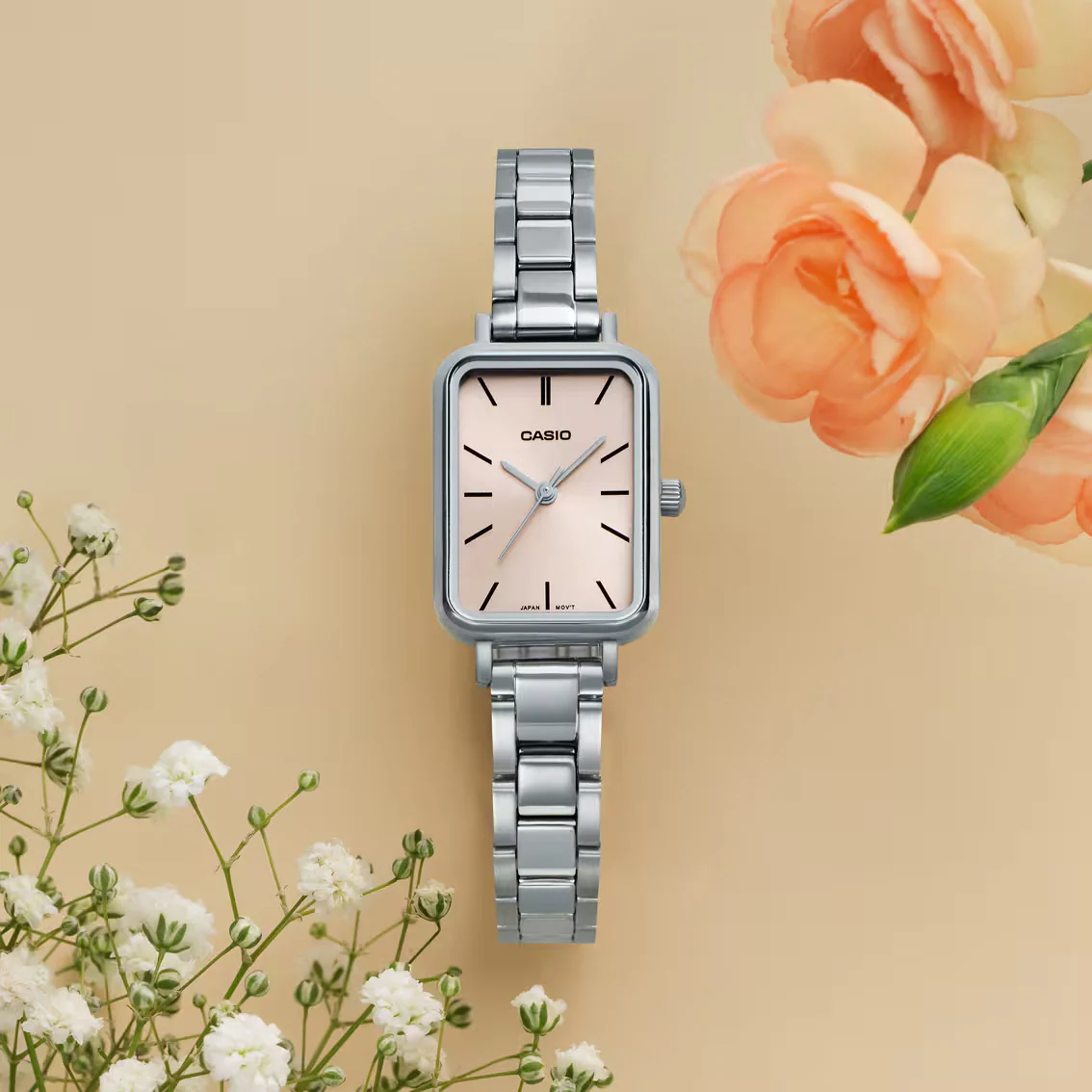 Casio Slim Ladies' Pink Rectangular Watch - Image 2