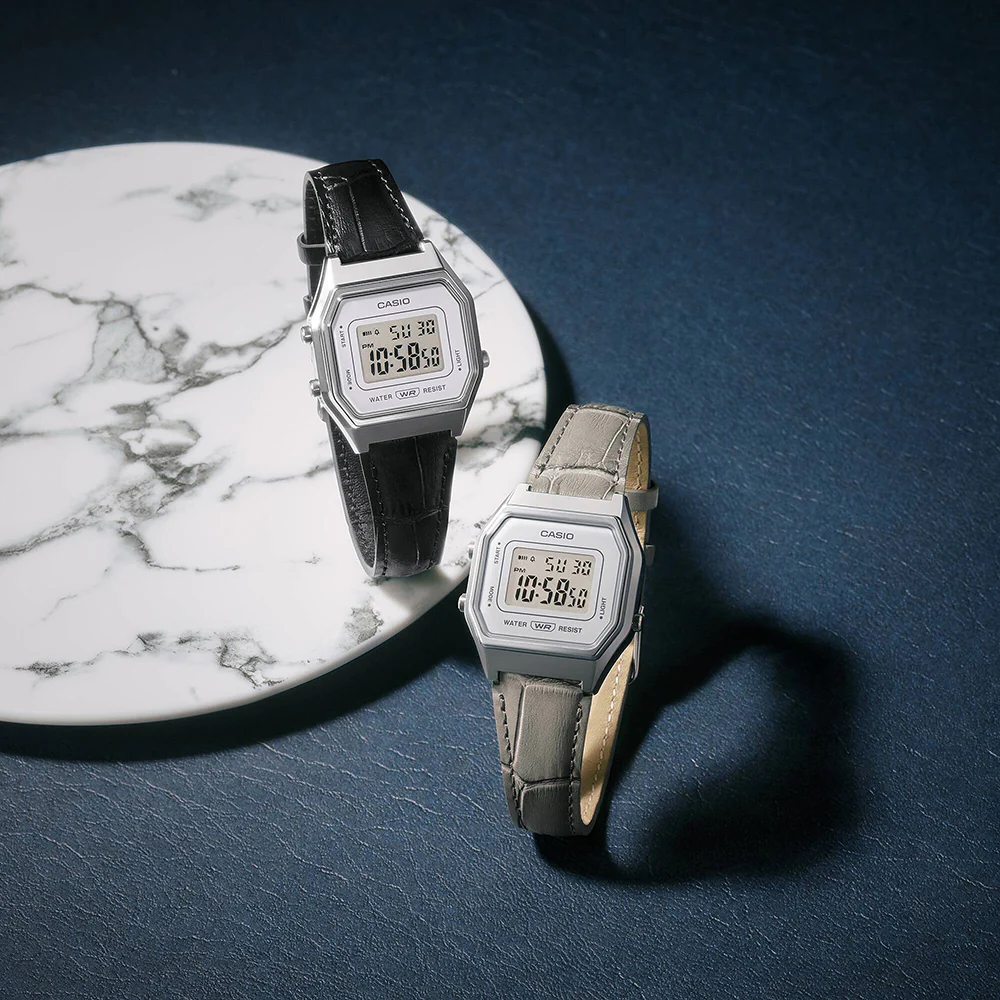 Casio Vintage Classic Ladies' Grey Leather Digital Watch - Image 2