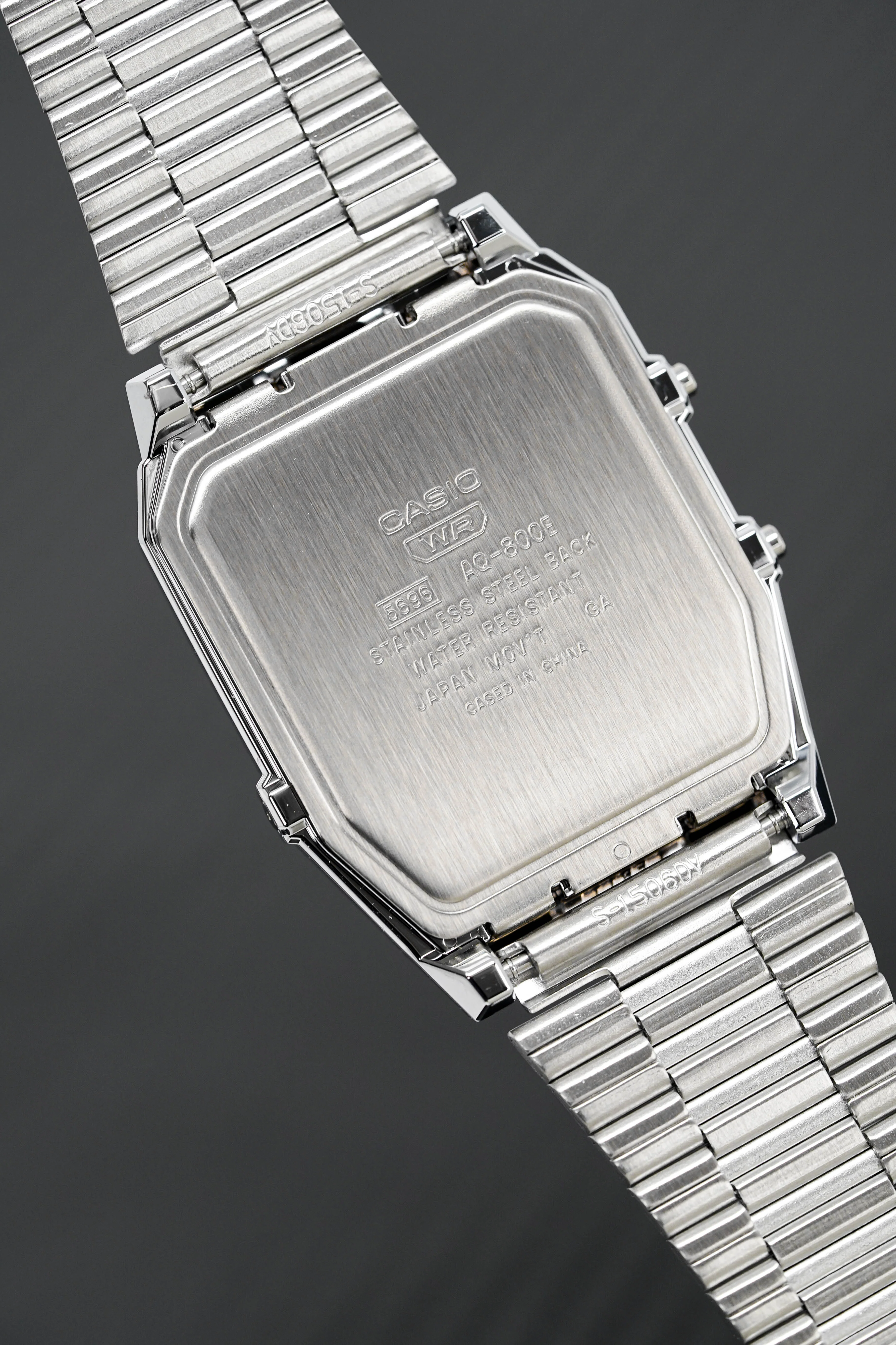 Casio Watch Vintage Dual Time Black Steel Flat Link - Image 2