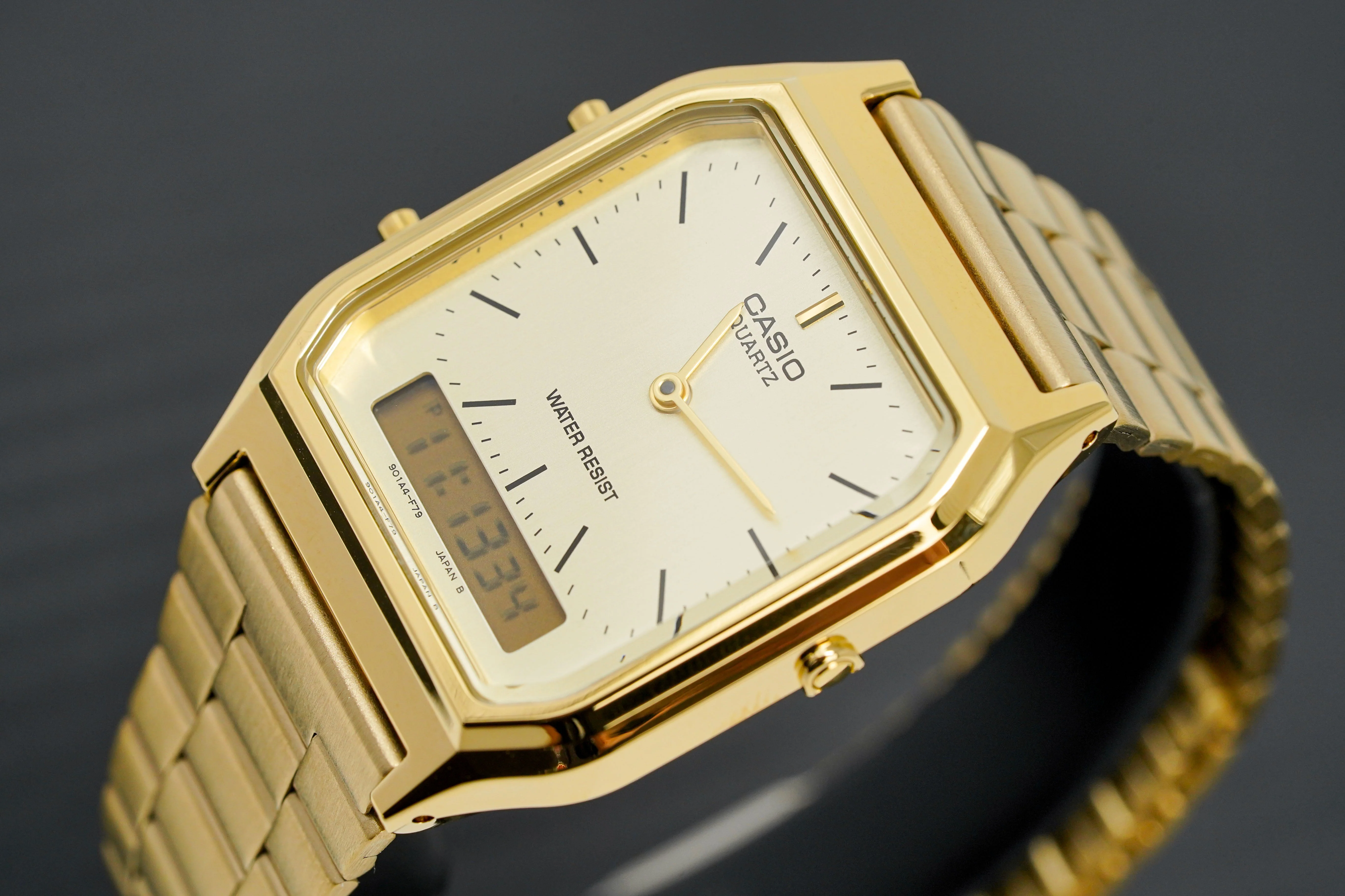 Casio Watch Vintage Retro Dual Time Gold - Image 5