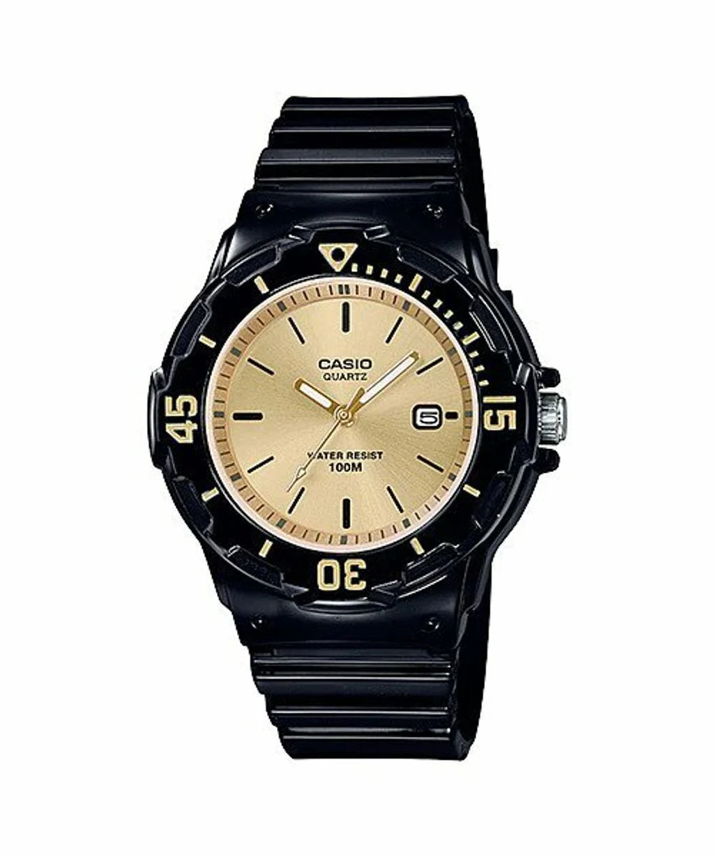 Casio Ladies Watch Analogue Black Gold