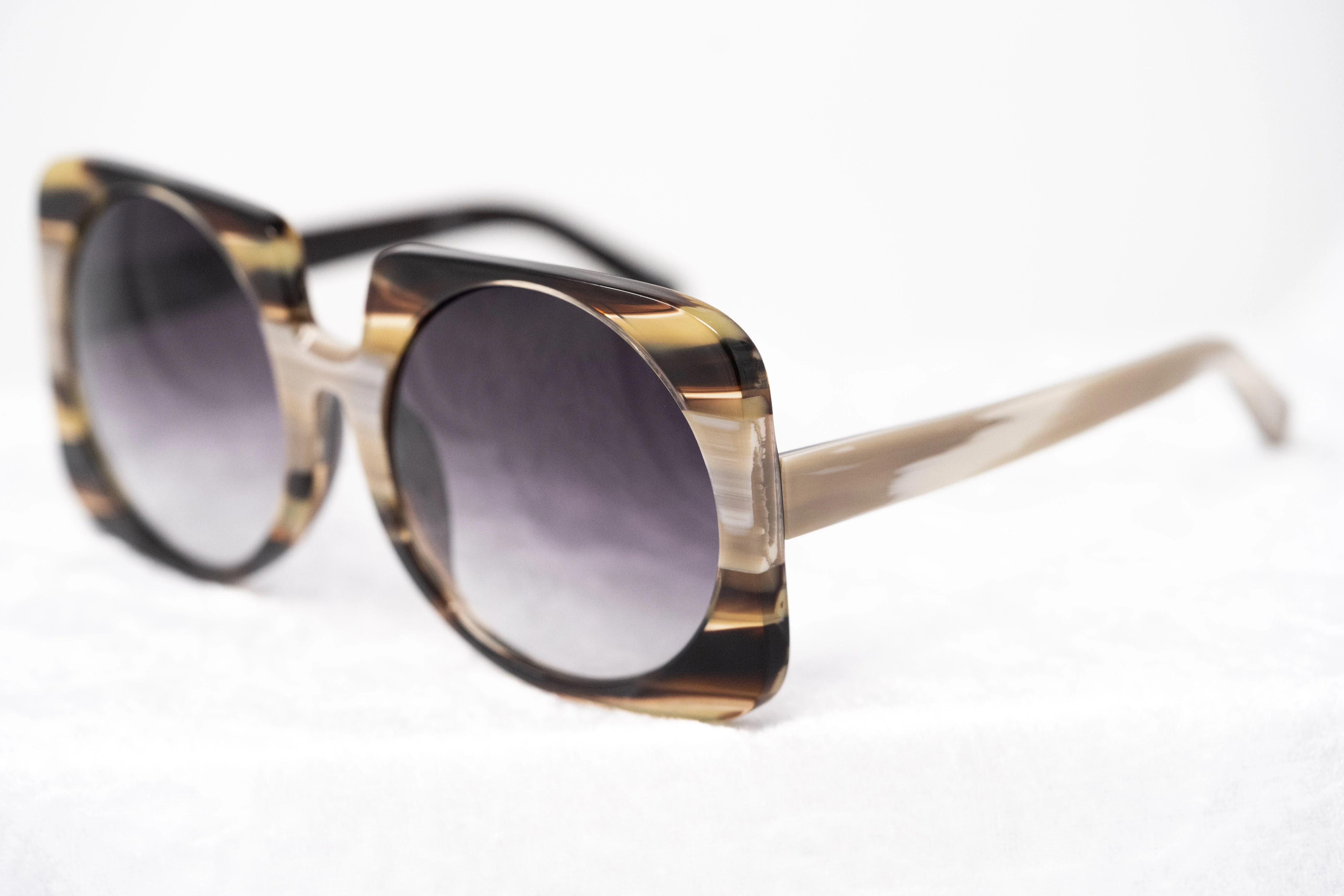 Prabal Gurung Sunglasses Square Dark Horn and Grey - Image 5