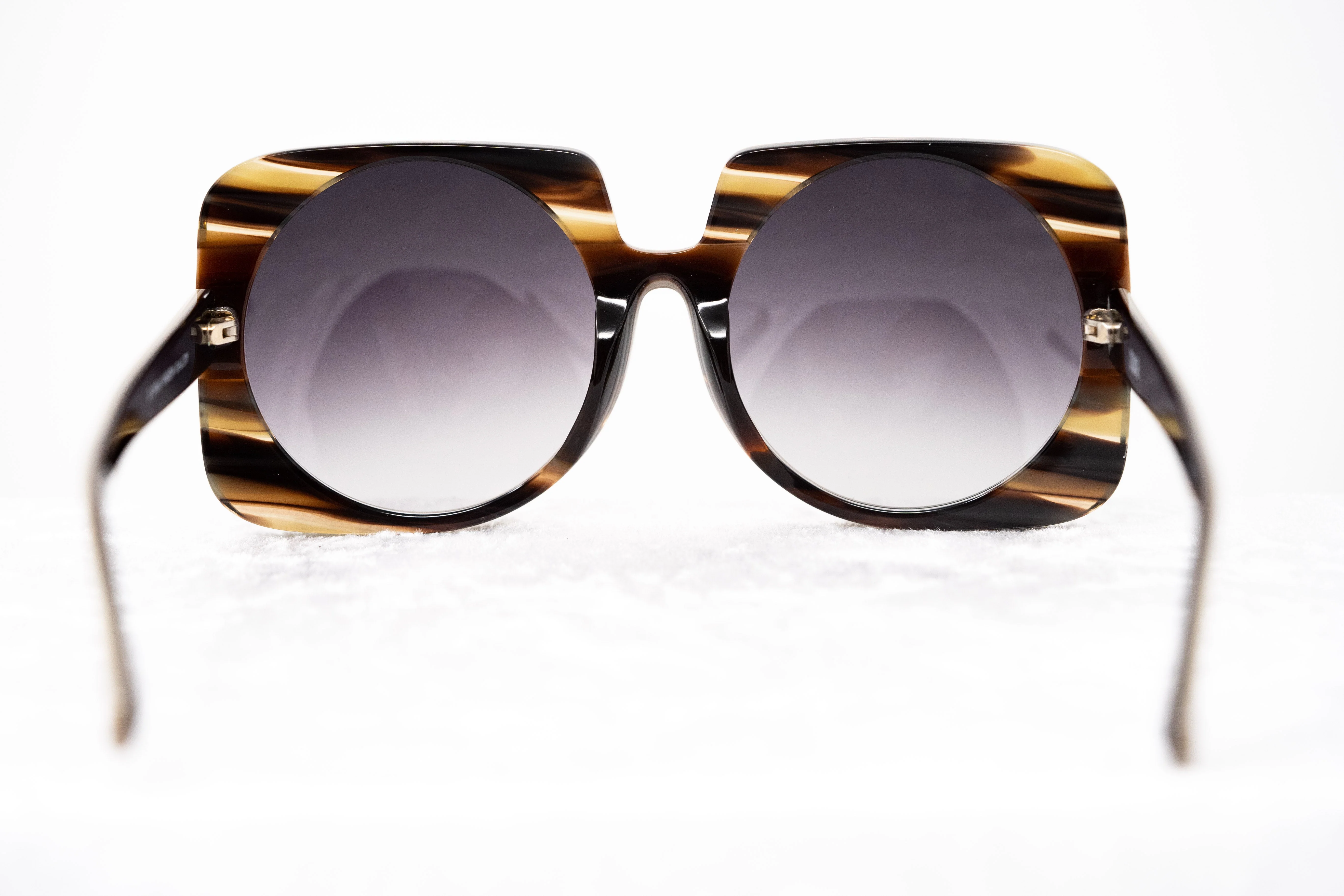 Prabal Gurung Sunglasses Square Dark Horn and Grey - Image 6