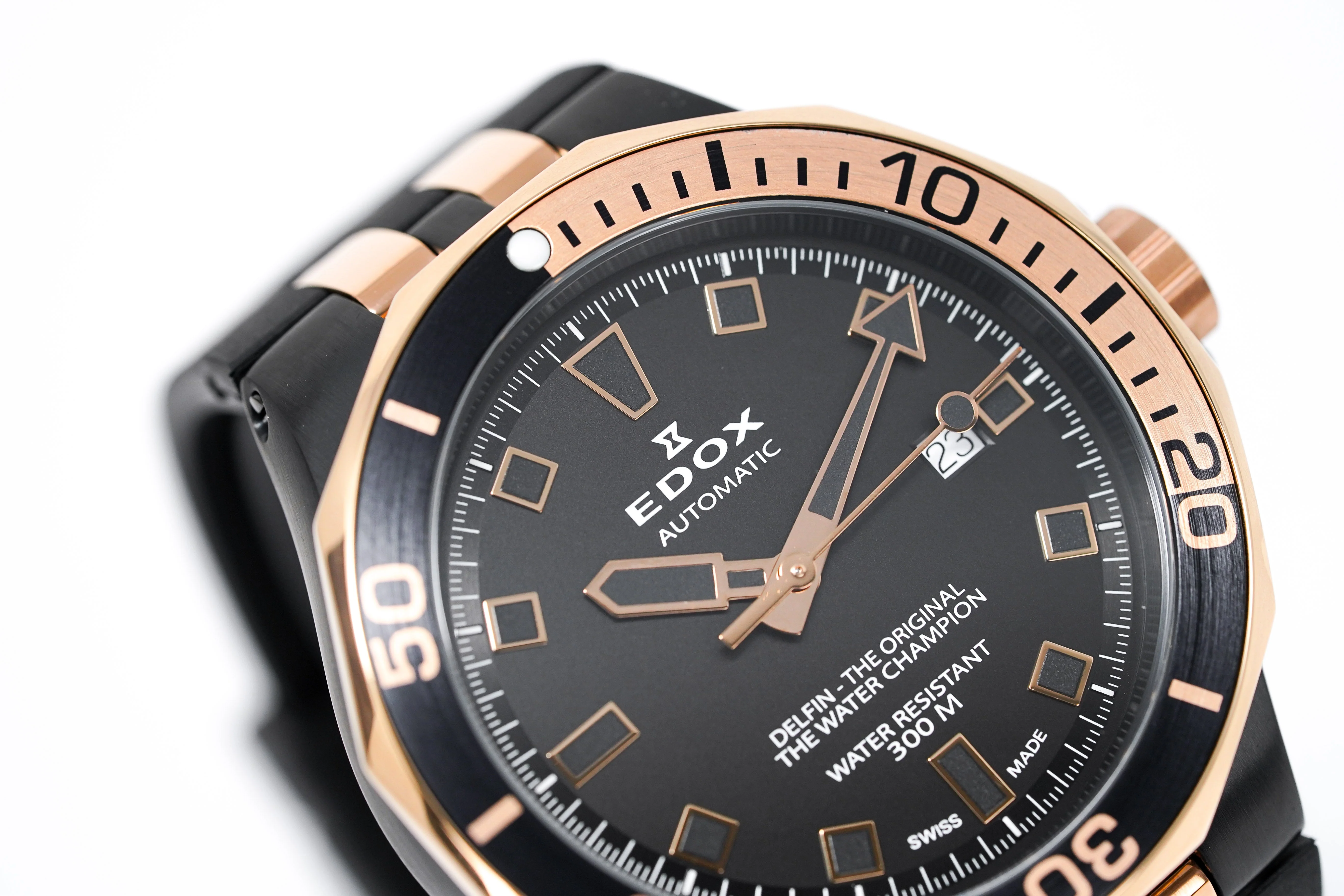 Edox Automatic Watch Delfin Diver Black Rose Gold 43mm - Image 5