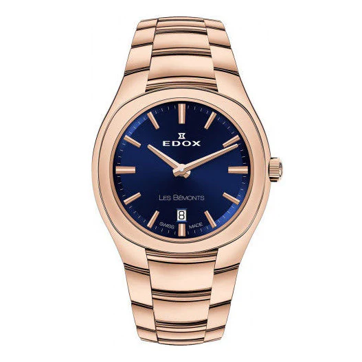 Edox Les Bèmonts Ladies Rose Gold Blue Watch