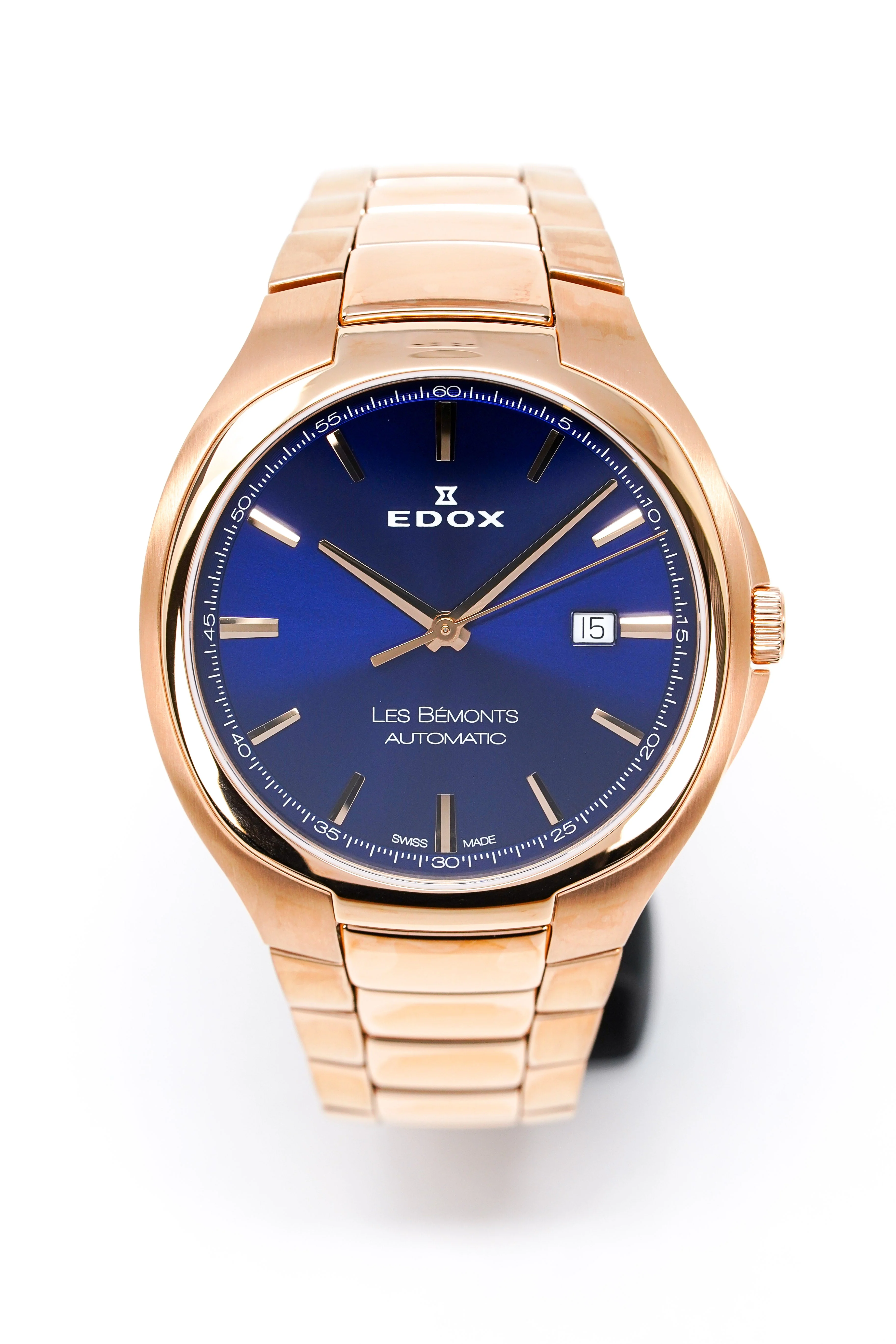 Edox Men's Automatic Watch Les Bèmonts Ultra Slim Blue Rose Gold 42mm - Image 4