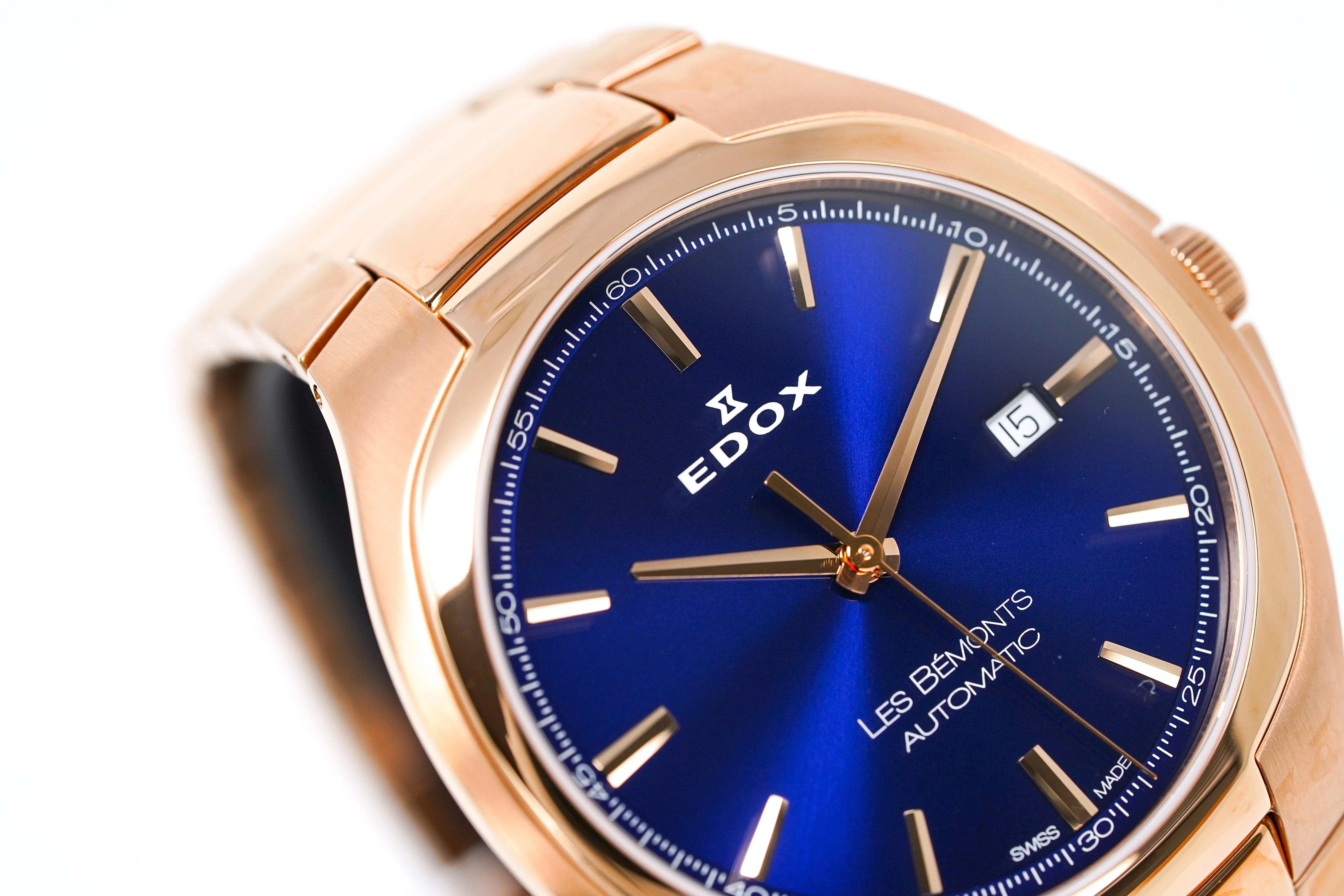 Edox Men's Automatic Watch Les Bèmonts Ultra Slim Blue Rose Gold 42mm - Image 5