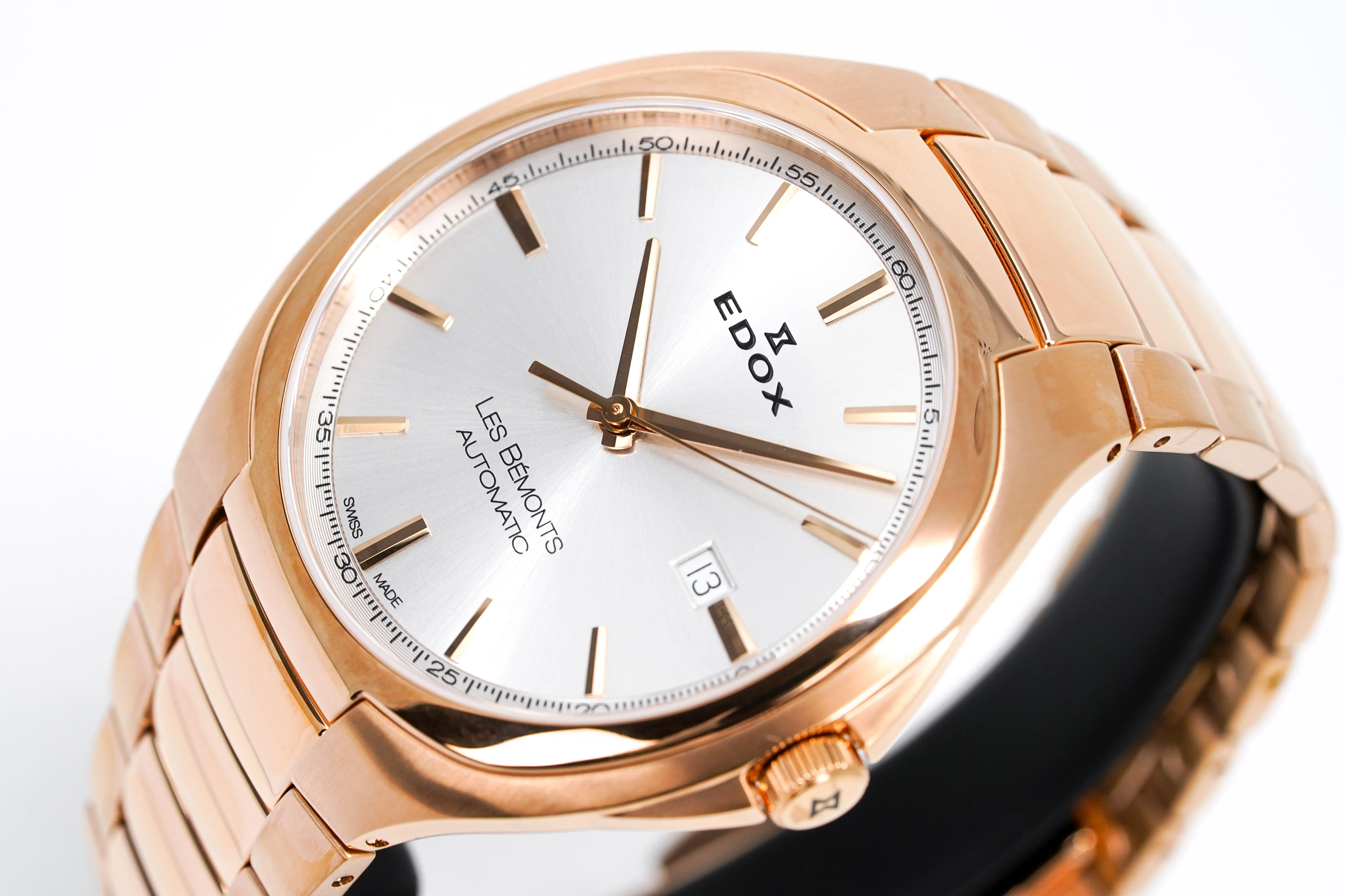 Edox Men's Automatic Watch Les Bèmonts Ultra Slim Silver Rose Gold 42mm 80114 37R AIR - Image 3