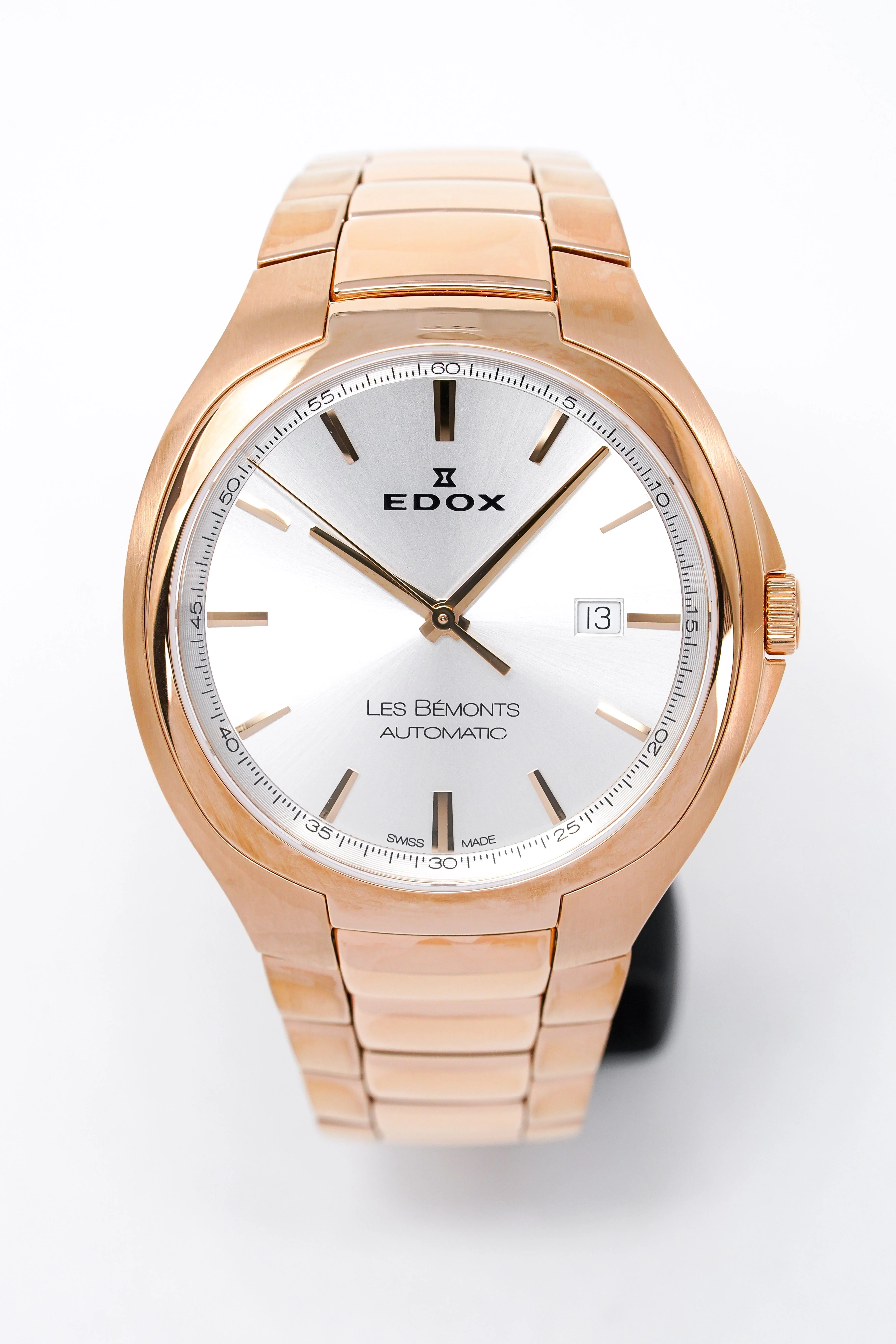 Edox Men's Automatic Watch Les Bèmonts Ultra Slim Silver Rose Gold 42mm 80114 37R AIR - Image 4