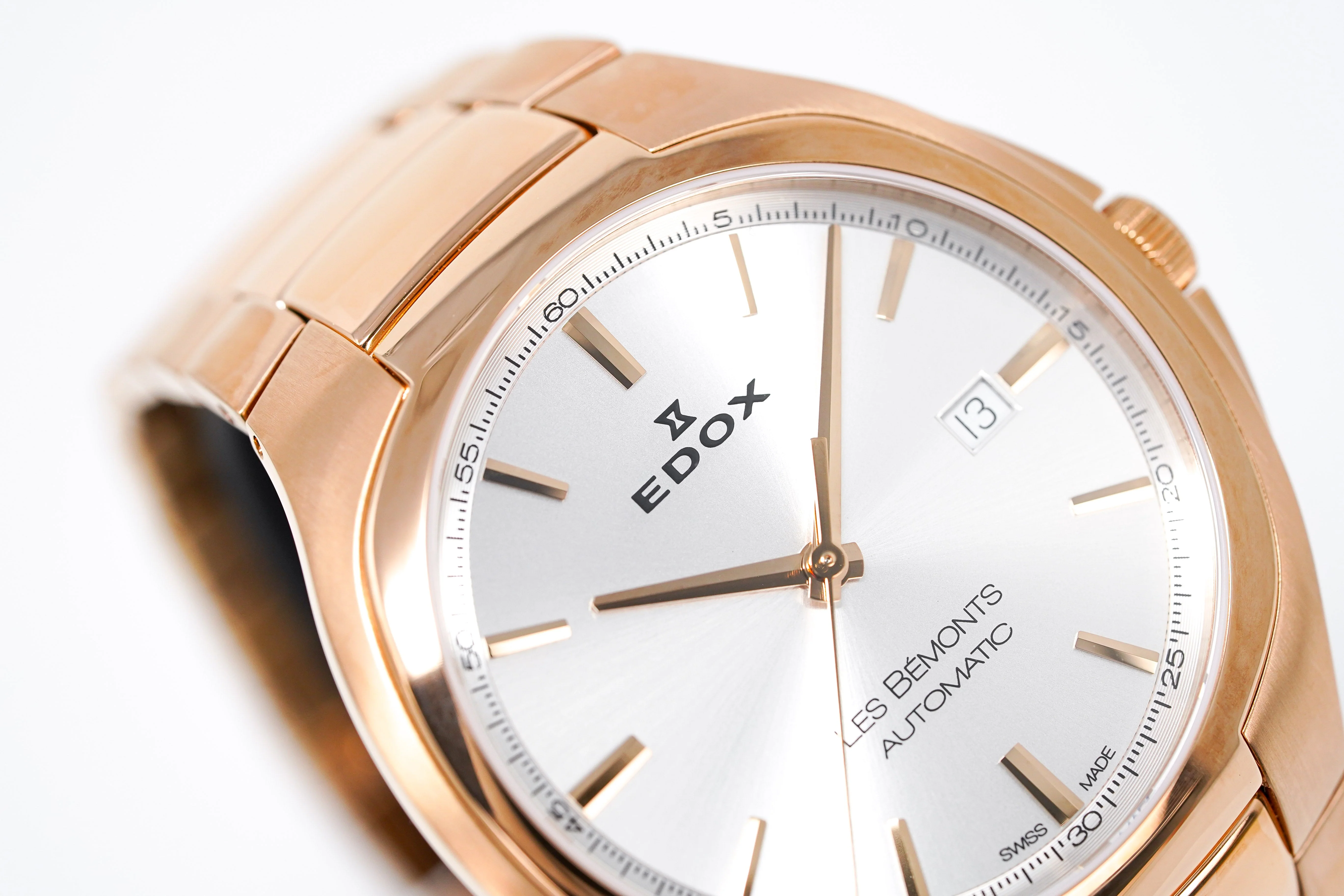 Edox Men's Automatic Watch Les Bèmonts Ultra Slim Silver Rose Gold 42mm 80114 37R AIR - Image 5