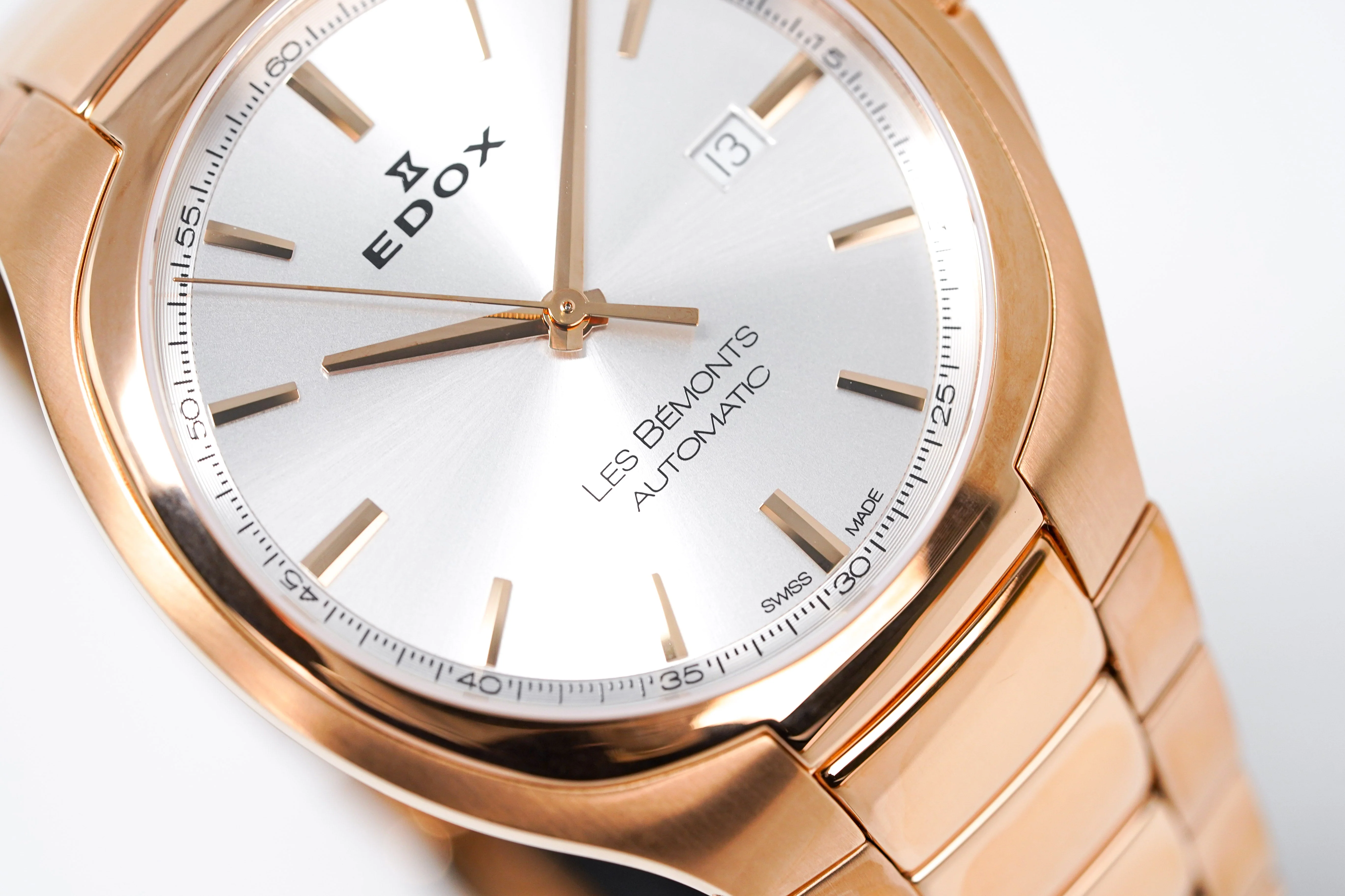 Edox Men's Automatic Watch Les Bèmonts Ultra Slim Silver Rose Gold 42mm 80114 37R AIR - Image 6