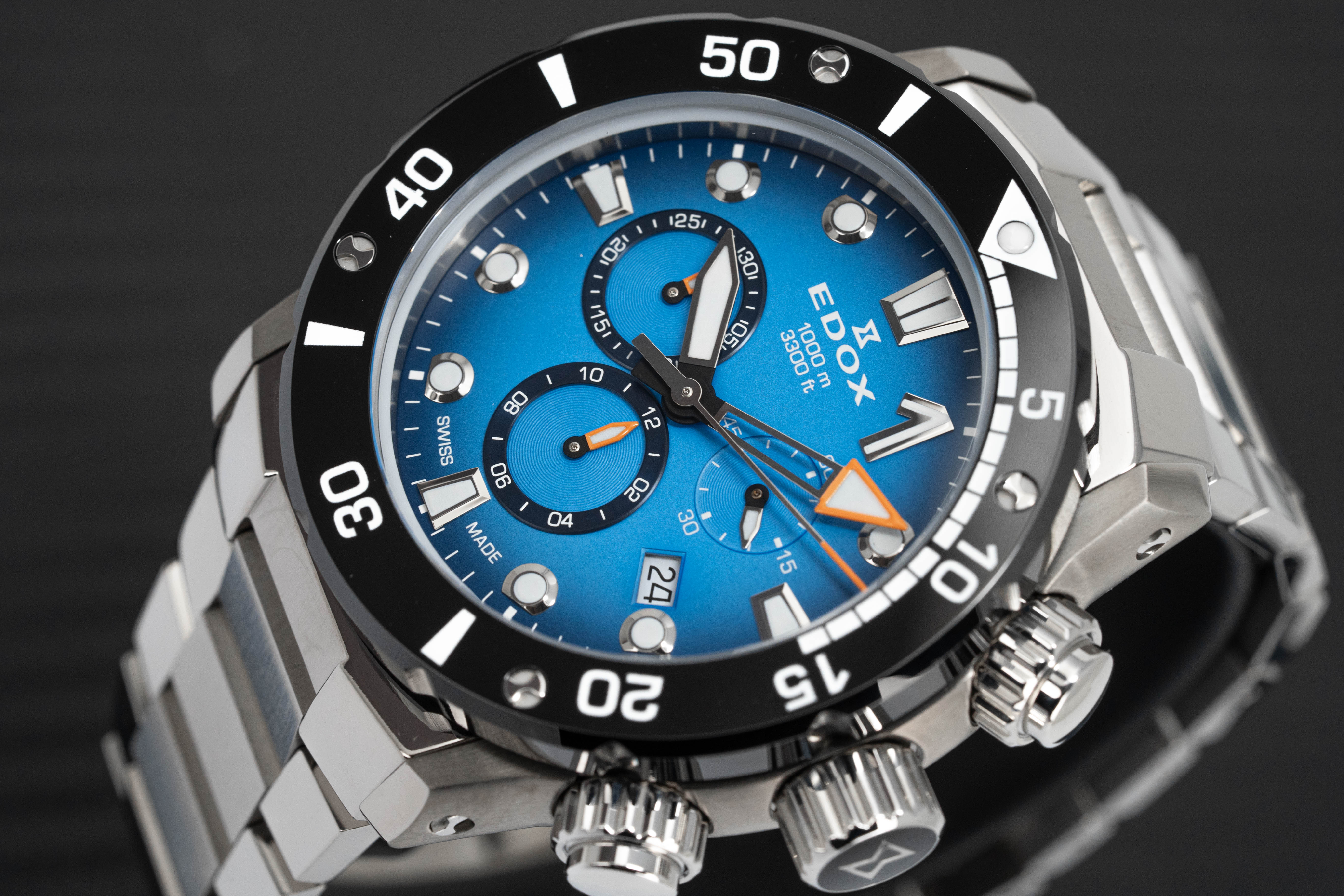 Edox Men's Watch CO-1 Chronograph Blue Titanium - Image 5