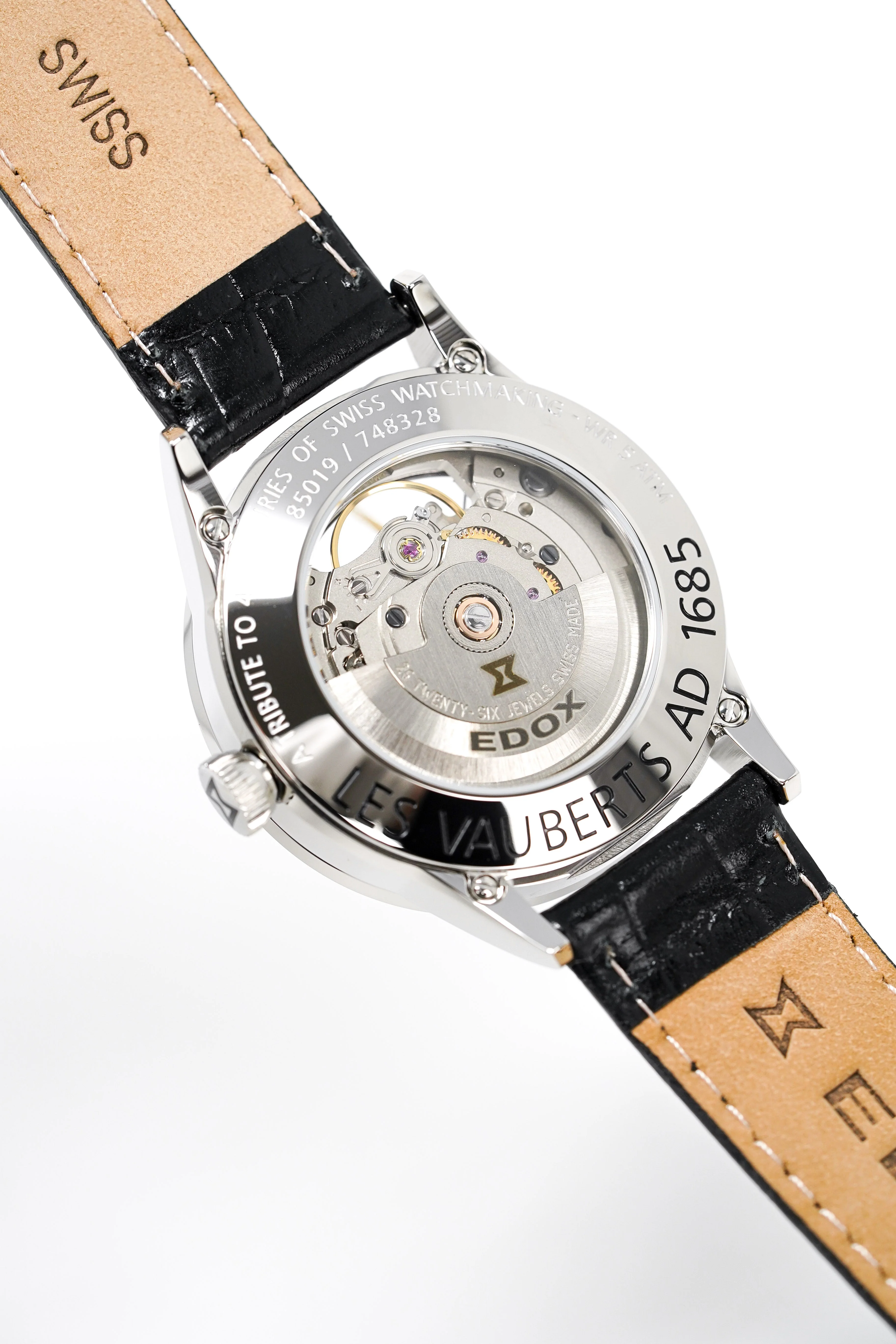 Edox Women's Automatic Watch Les Vauberts Open Heart 37mm Black - Image 2