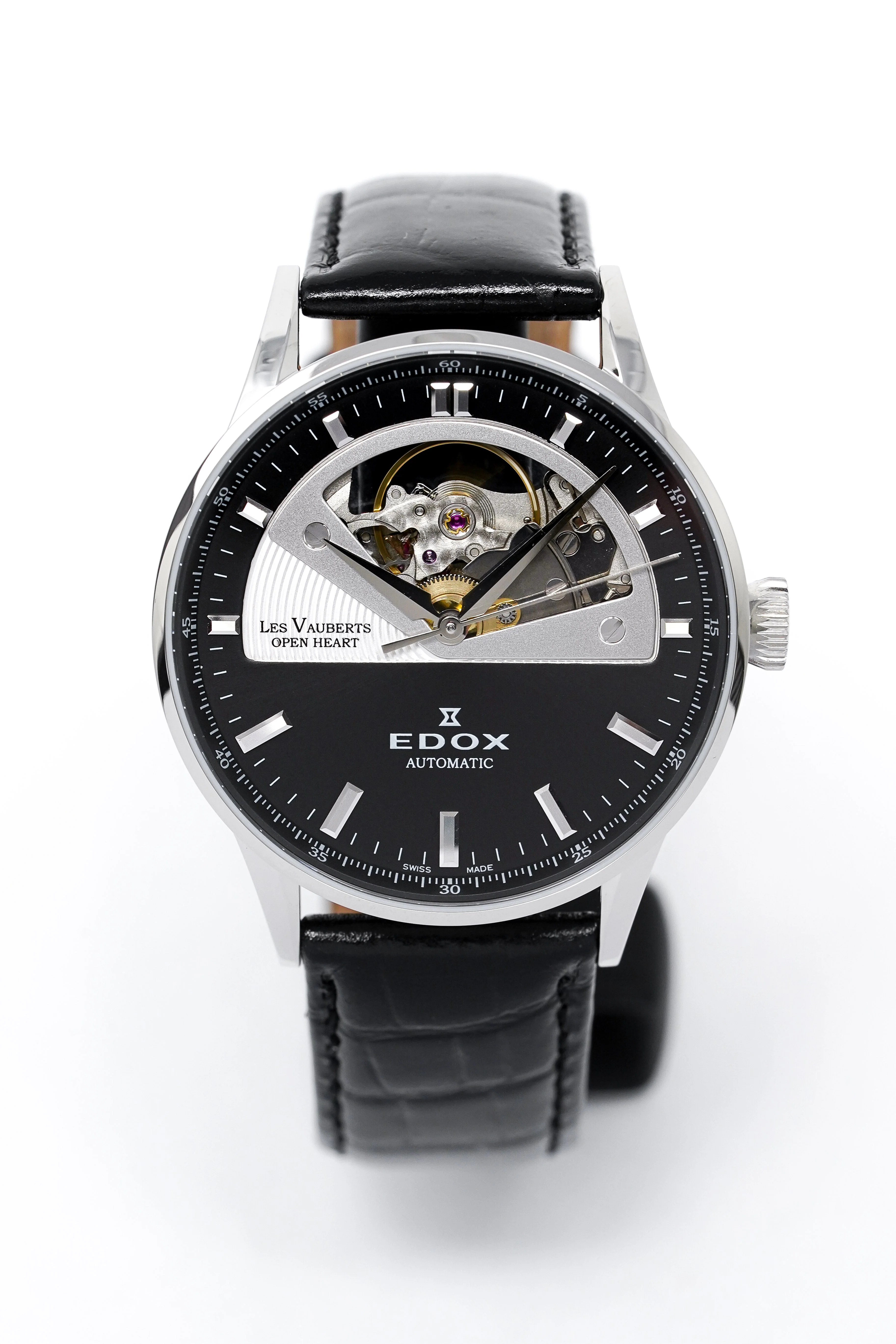 Edox Women's Automatic Watch Les Vauberts Open Heart 37mm Black - Image 4