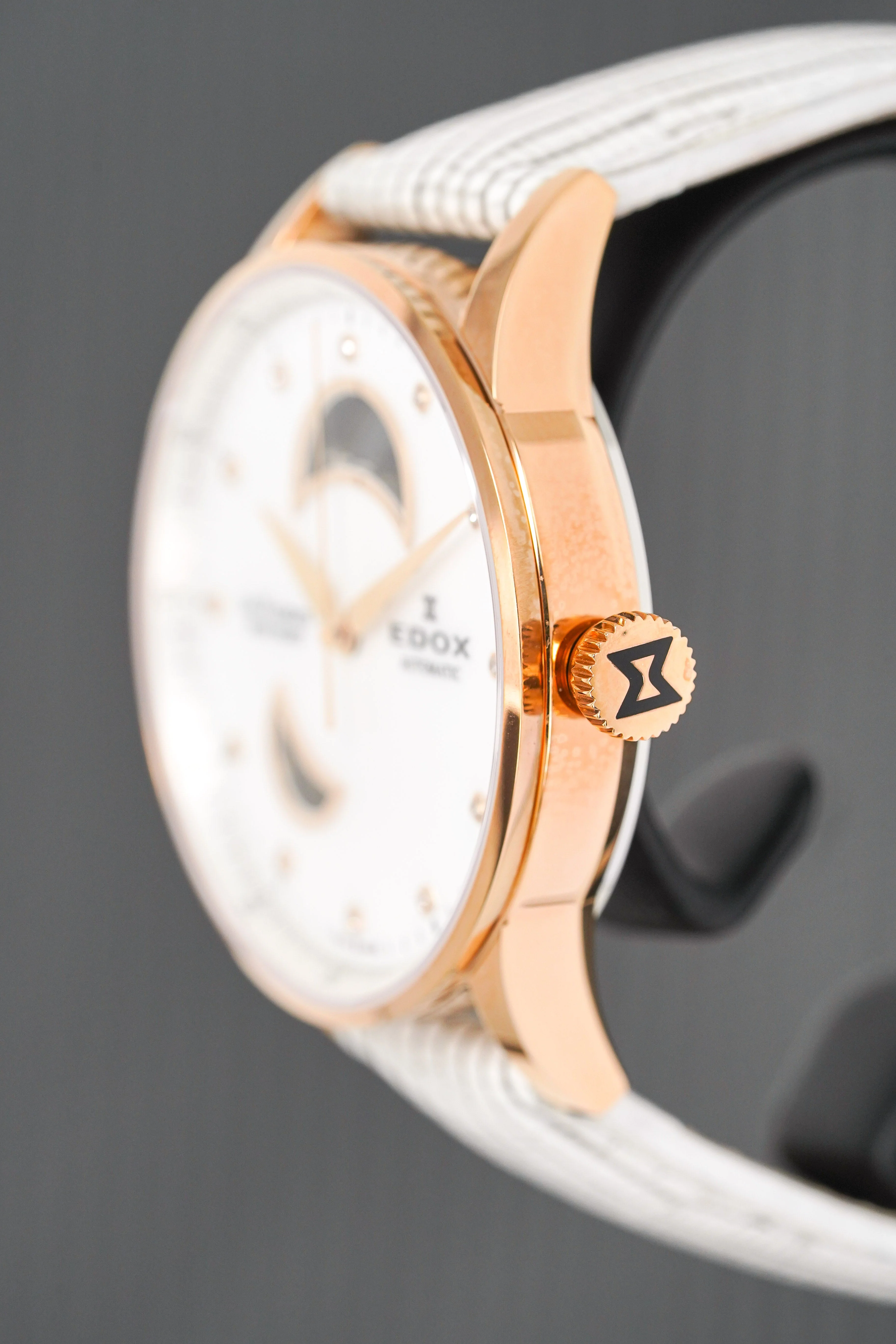 Edox Women's Automatic Watch Les Vauberts Open Heart Rose Gold 37mm - Image 7