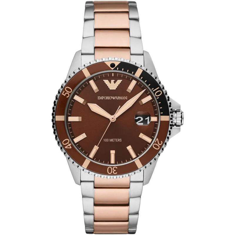 Emporio Armani Men's Diver Two Tone Rose Gold Watch - Image 2
