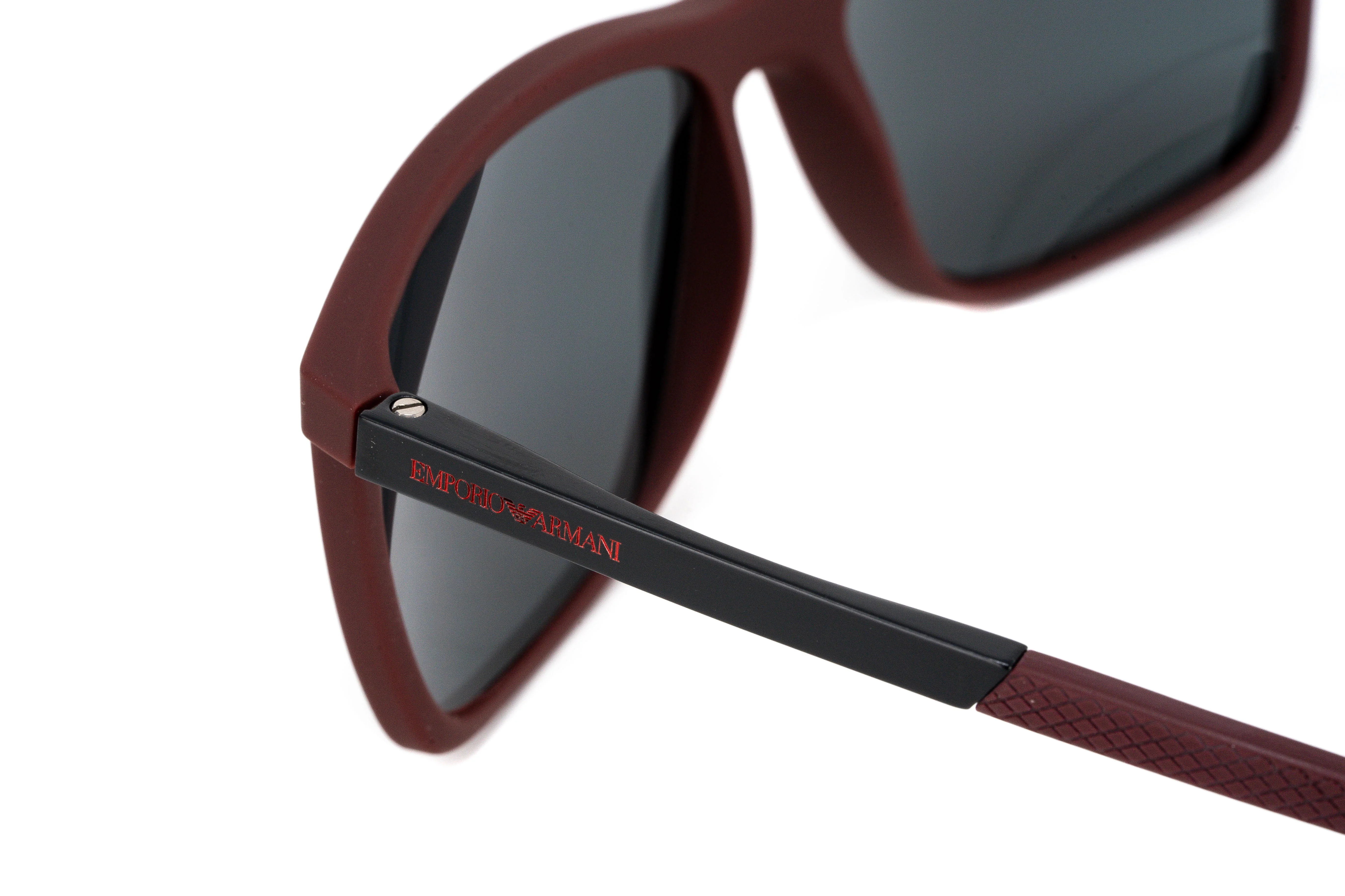 Emporio Armani Men's Sunglasses Rectangular Burgundy - Image 6