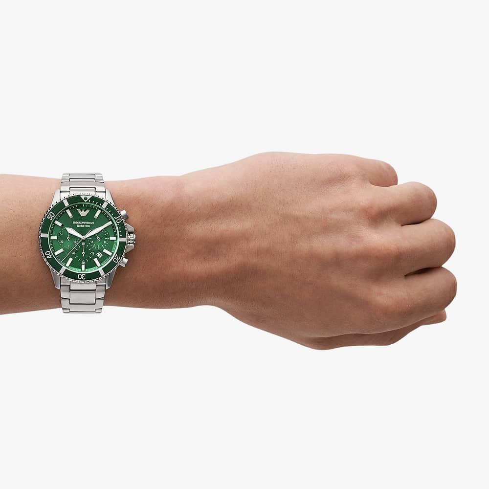Emporio Armani Men's Watch Diver Chronograph 43mm Green - Image 5