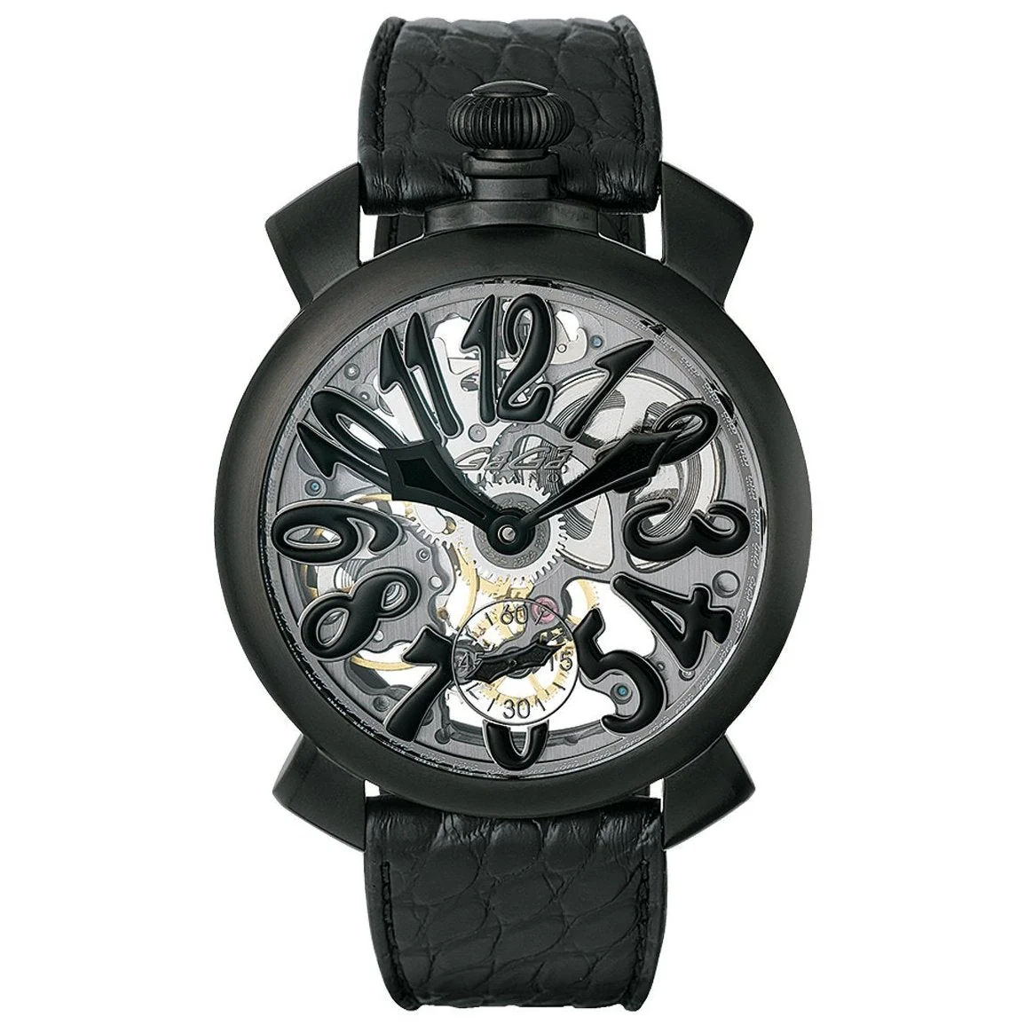 Gaga Milano Men's Black Skeleton Mechanical Watch
